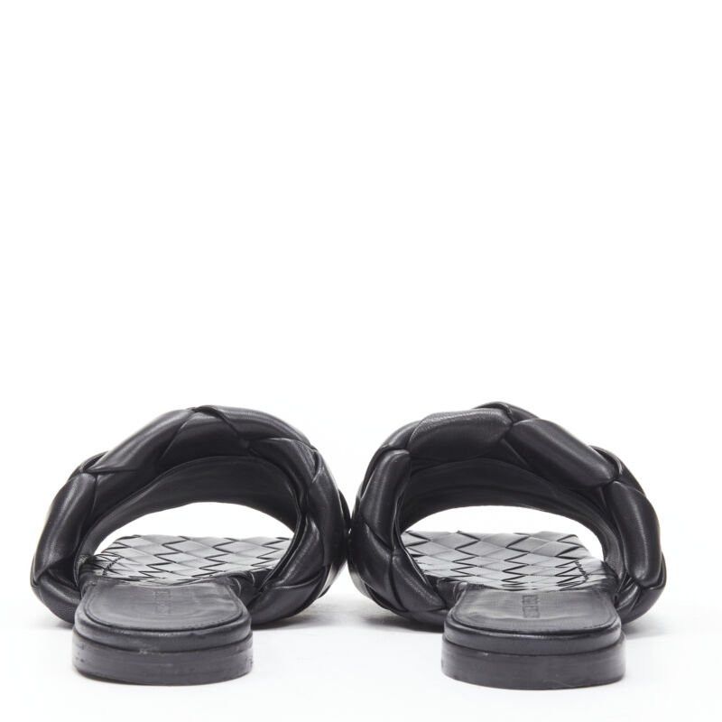 Bottega Veneta BOTTEGA VENETA Lido black padded Intrecciato woven square toe slides EU38.5 Size US 8.5 / IT 38.5 - 5 Thumbnail
