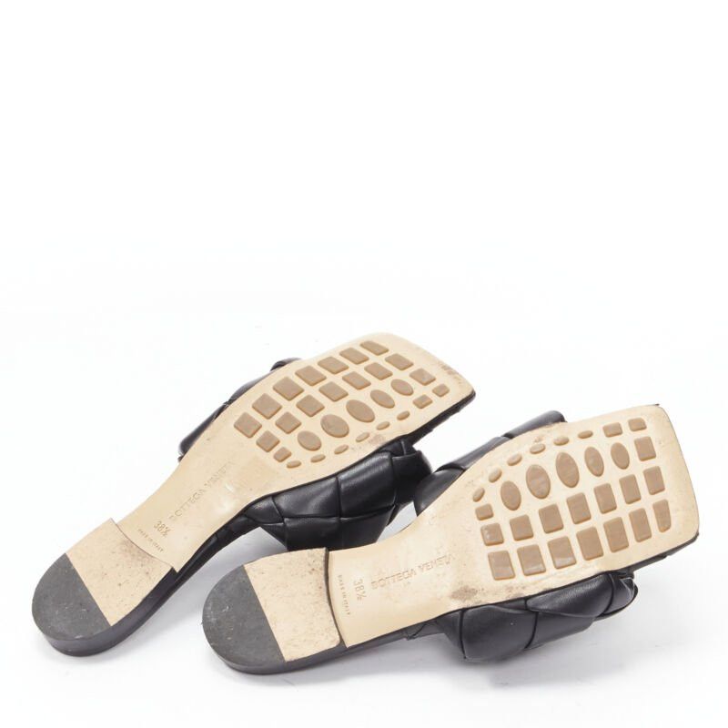Bottega Veneta BOTTEGA VENETA Lido black padded Intrecciato woven square toe slides EU38.5 Size US 8.5 / IT 38.5 - 10 Thumbnail