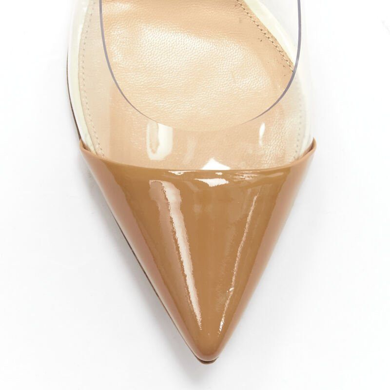 Gianvito Rossi GIANVITO ROSSI Plexi Vernice Powder cream patent PVC nude toe cap heel EU37.5 Size US 7.5 / IT 37.5 - 6 Thumbnail
