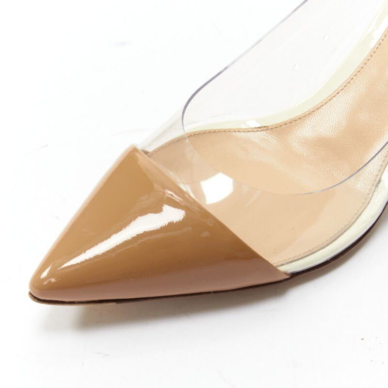 Gianvito Rossi GIANVITO ROSSI Plexi Vernice Powder cream patent PVC nude toe cap heel EU37.5 Size US 7.5 / IT 37.5 - 7 Thumbnail