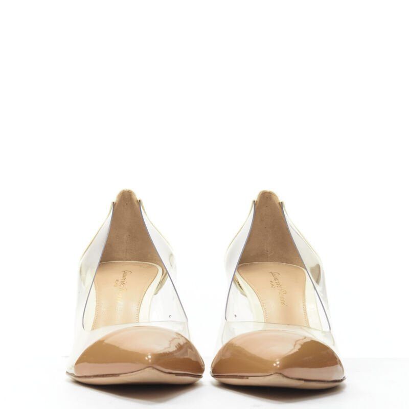 Gianvito Rossi GIANVITO ROSSI Plexi Vernice Powder cream patent PVC nude toe cap heel EU37.5 Size US 7.5 / IT 37.5 - 3 Thumbnail