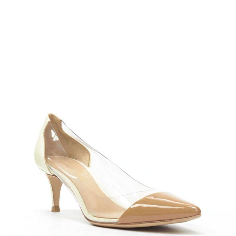 Gianvito Rossi GIANVITO ROSSI Plexi Vernice Powder cream patent PVC nude toe cap heel EU37.5 Size US 7.5 / IT 37.5 - 2 Thumbnail