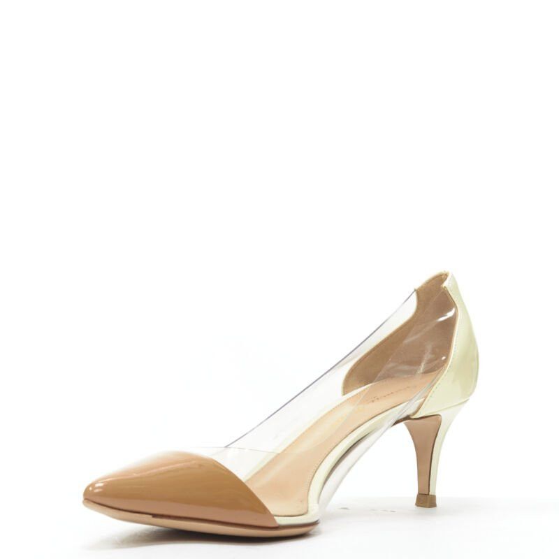 Gianvito Rossi GIANVITO ROSSI Plexi Vernice Powder cream patent PVC nude toe cap heel EU37.5 Size US 7.5 / IT 37.5 - 4 Thumbnail