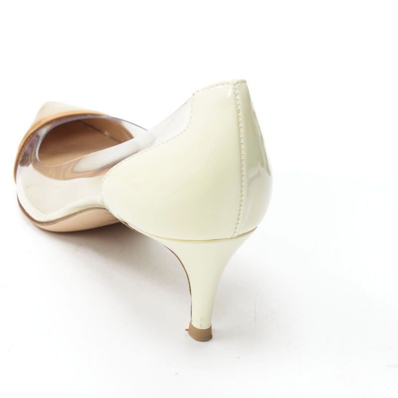 Gianvito Rossi GIANVITO ROSSI Plexi Vernice Powder cream patent PVC nude toe cap heel EU37.5 Size US 7.5 / IT 37.5 - 8 Thumbnail