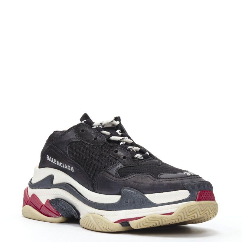 Balenciaga BALENCIAGA Triple S black mesh white red triple sole chunky sneaker EU37 Size US 7 / IT 37 - 2 Thumbnail