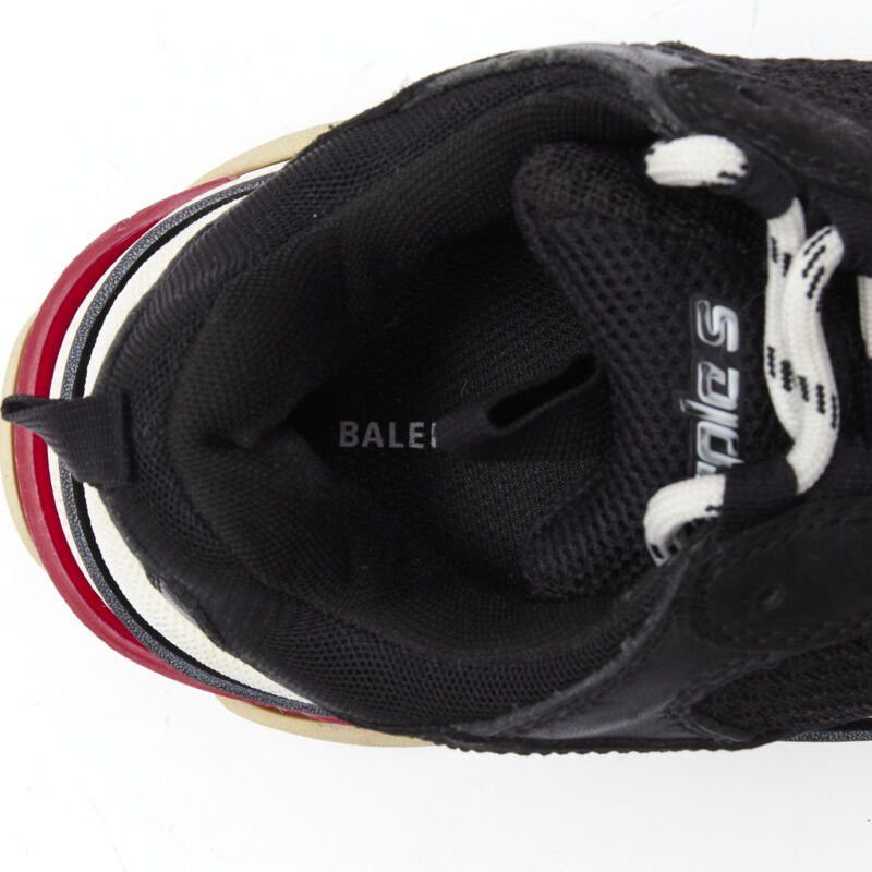 Balenciaga BALENCIAGA Triple S black mesh white red triple sole chunky sneaker EU37 Size US 7 / IT 37 - 11 Thumbnail