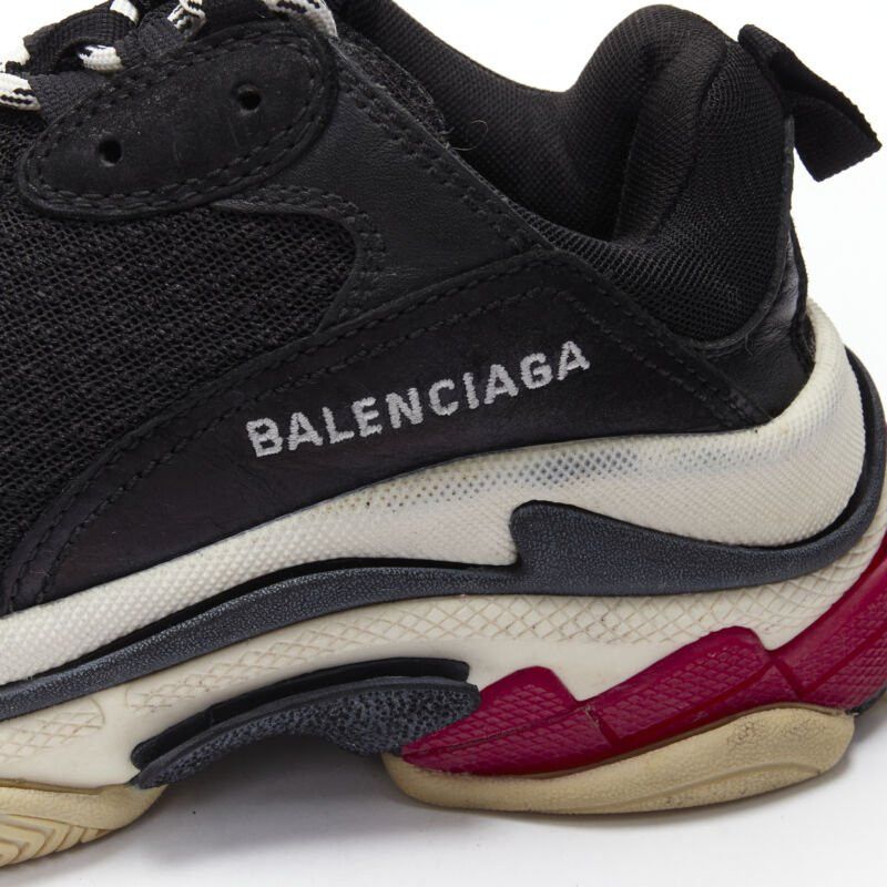 Balenciaga BALENCIAGA Triple S black mesh white red triple sole chunky sneaker EU37 Size US 7 / IT 37 - 8 Thumbnail