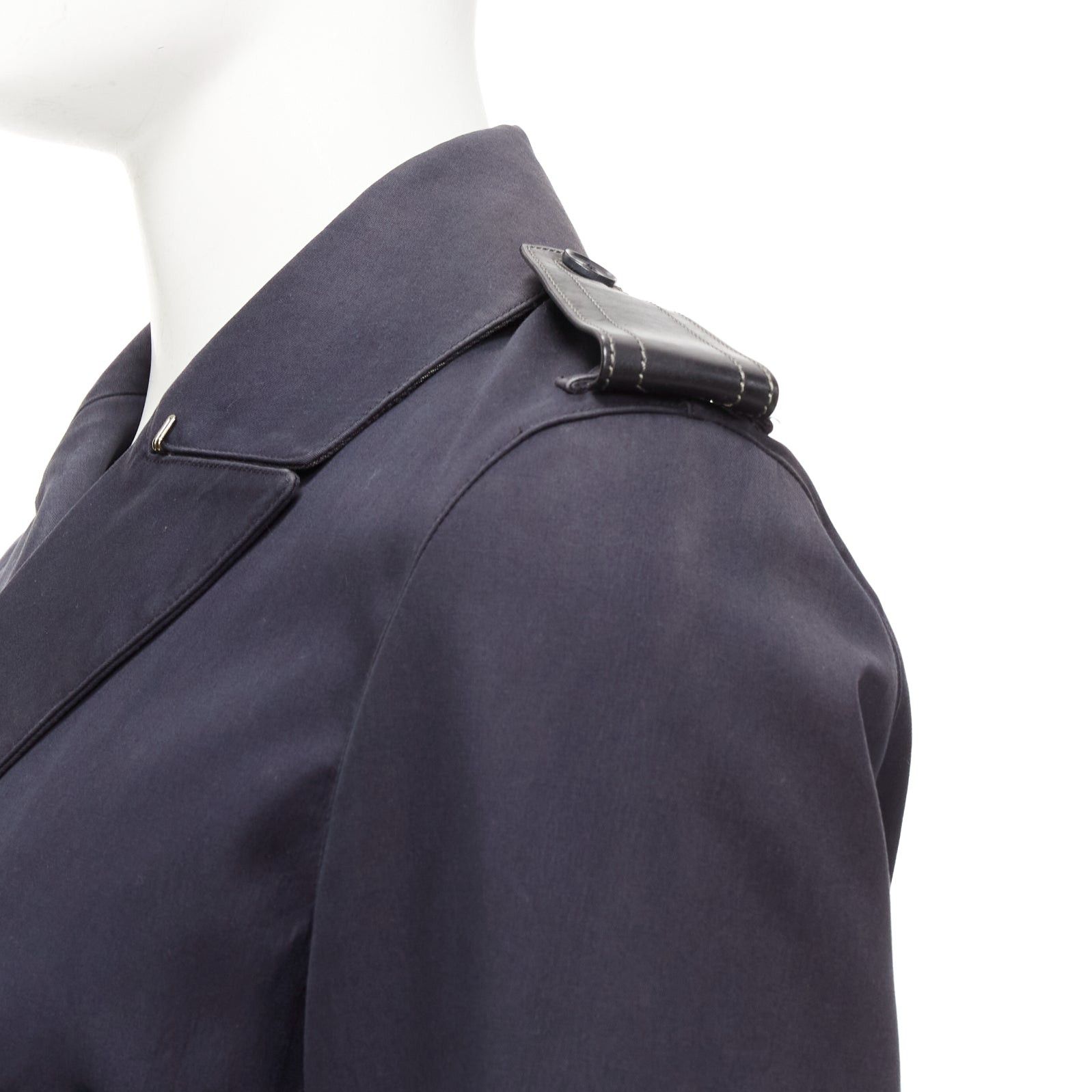 Burberry BURBERRY navy cotton wool lined leather epaulet short trench coat IT48 M Size US M / EU 48-50 / 2 - 7 Thumbnail