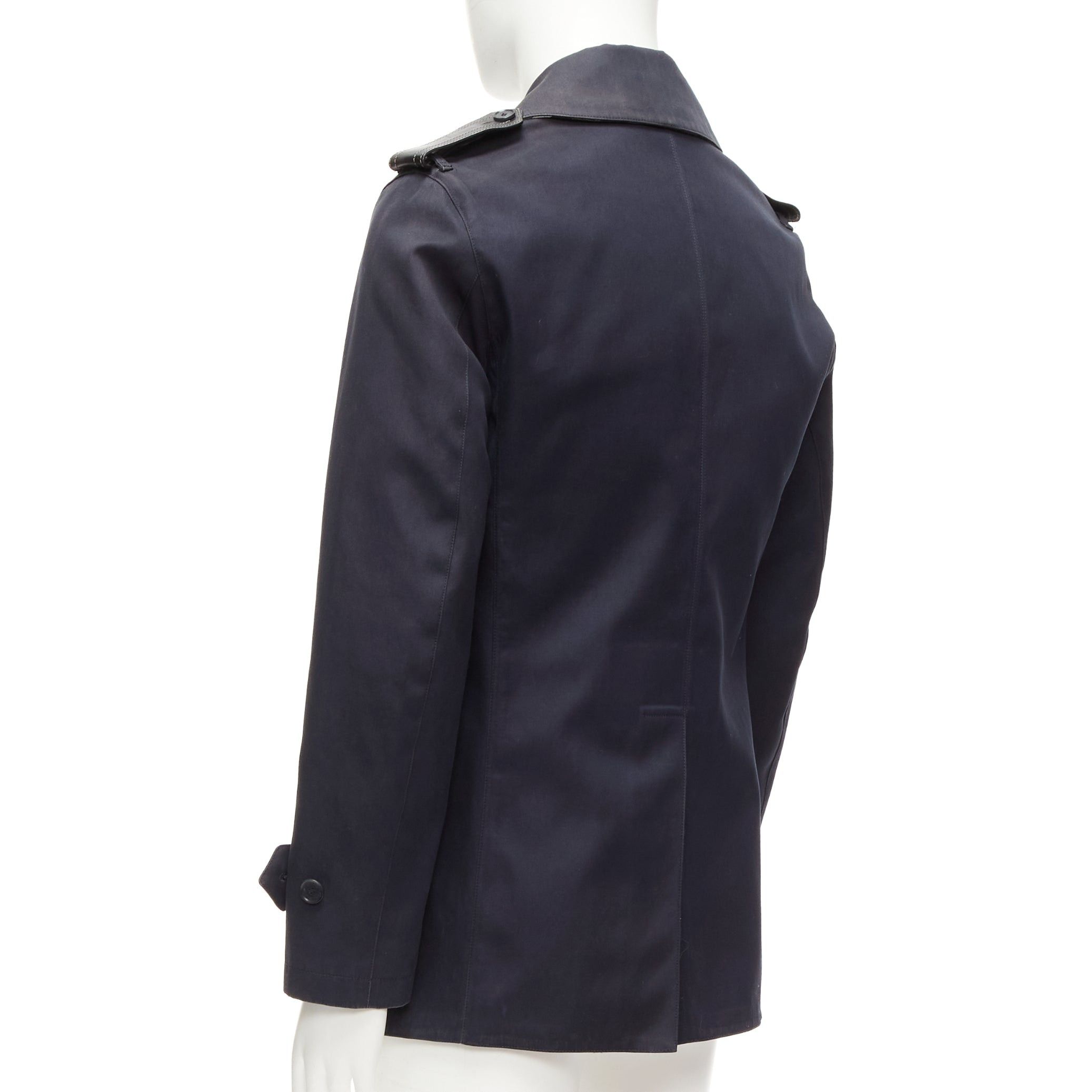 Burberry BURBERRY navy cotton wool lined leather epaulet short trench coat IT48 M Size US M / EU 48-50 / 2 - 6 Thumbnail