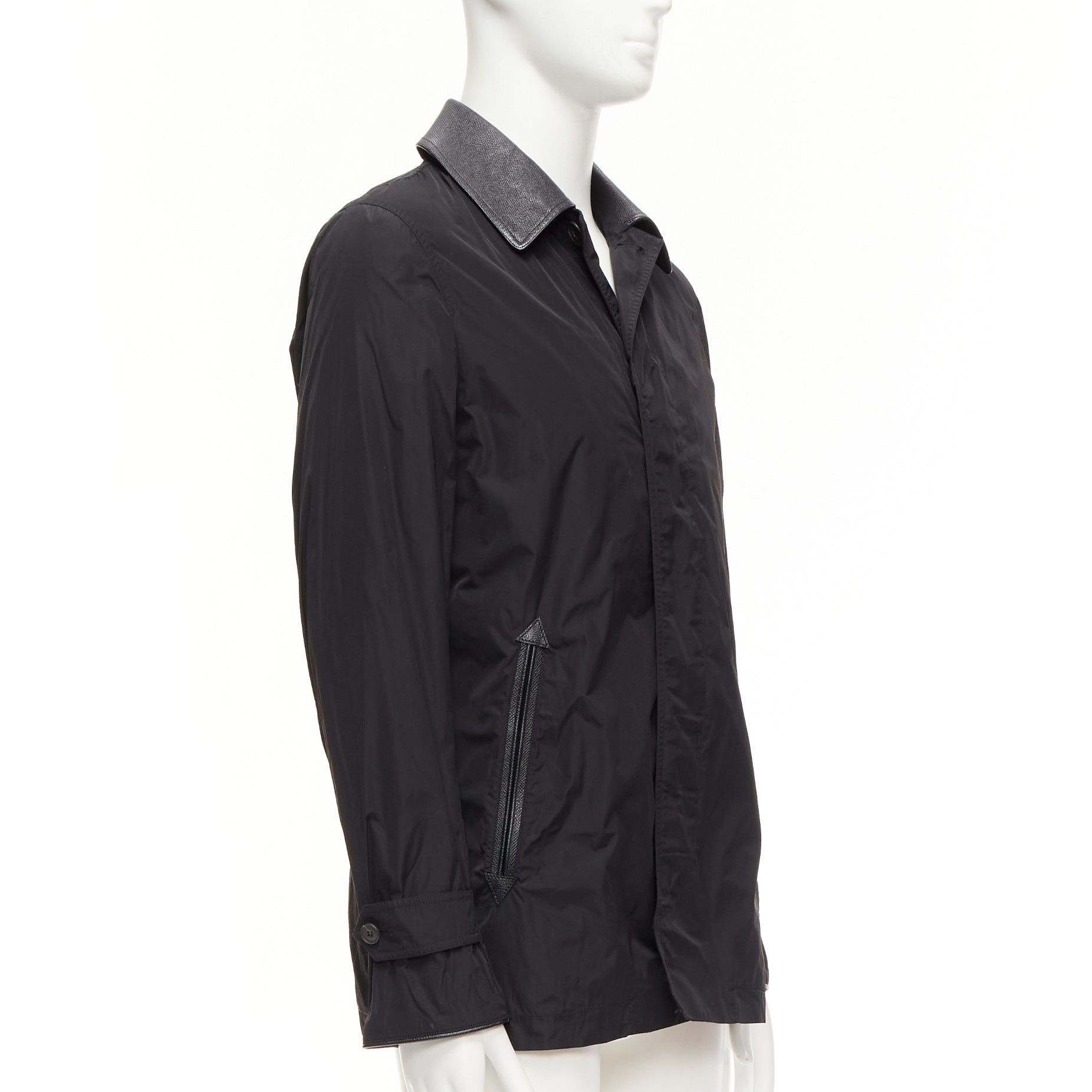 Burberry BURBERRY black textured leather trim nylon single breast trench coat IT48 M Size US M / EU 48-50 / 2 - 4 Thumbnail
