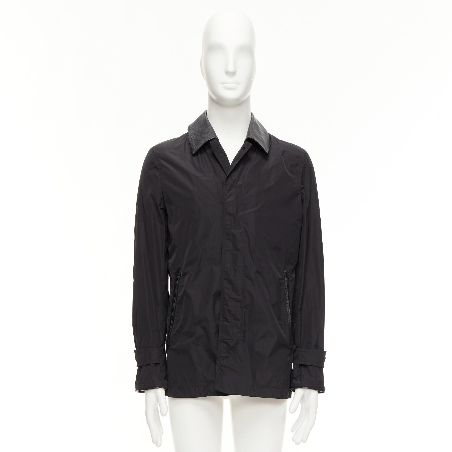 Burberry BURBERRY black textured leather trim nylon single breast trench coat IT48 M Size US M / EU 48-50 / 2 - 10 Thumbnail