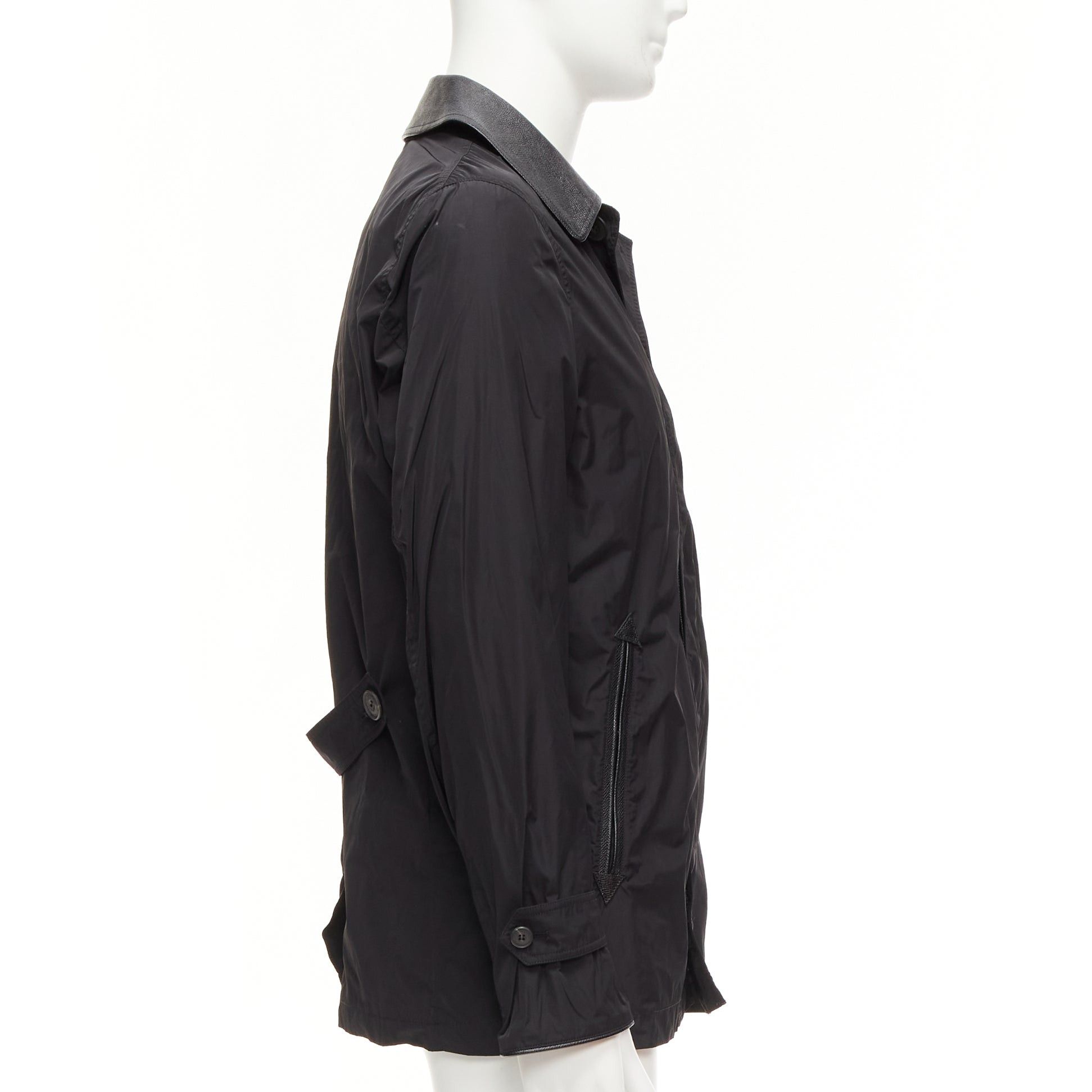 Burberry BURBERRY black textured leather trim nylon single breast trench coat IT48 M Size US M / EU 48-50 / 2 - 5 Thumbnail