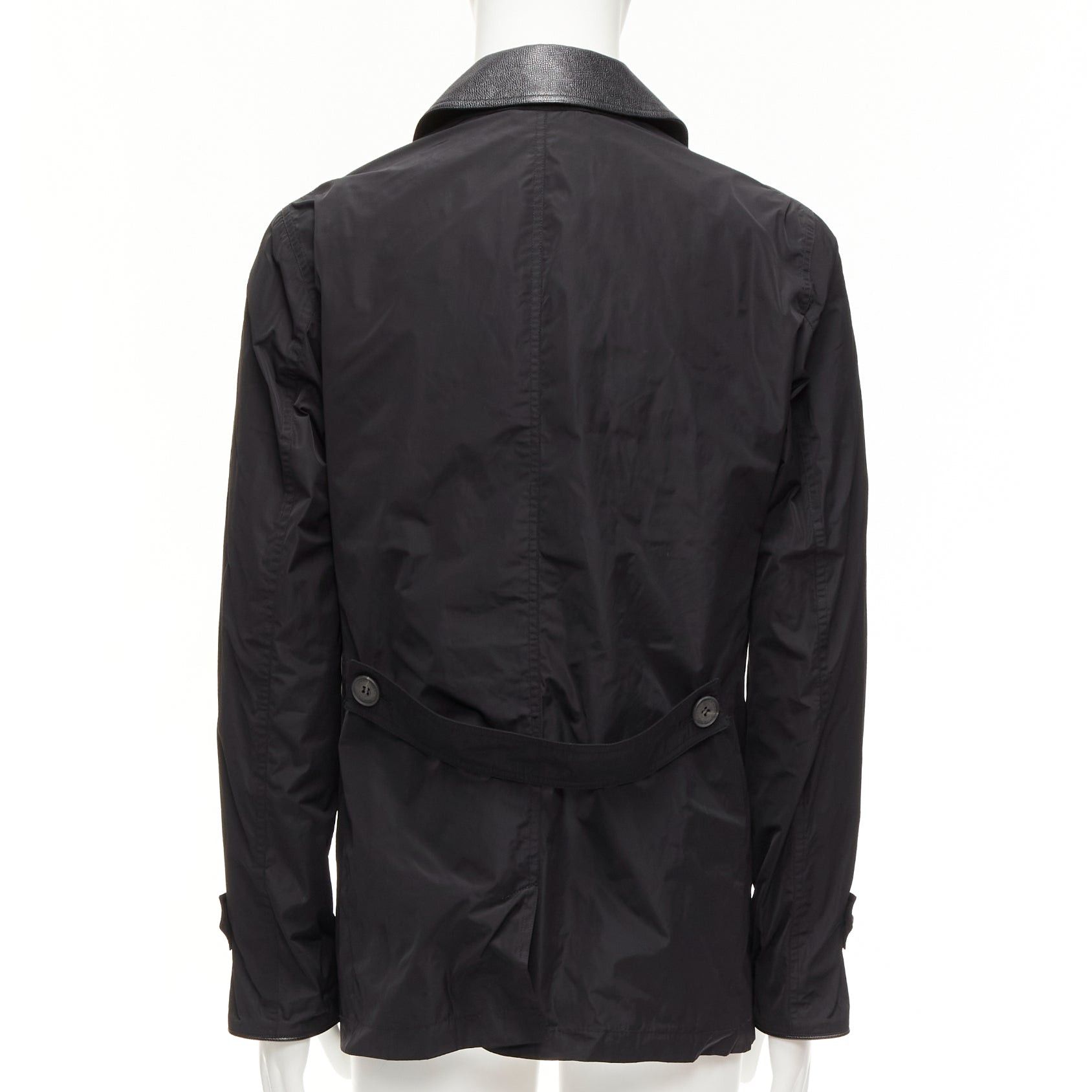 Burberry BURBERRY black textured leather trim nylon single breast trench coat IT48 M Size US M / EU 48-50 / 2 - 6 Thumbnail