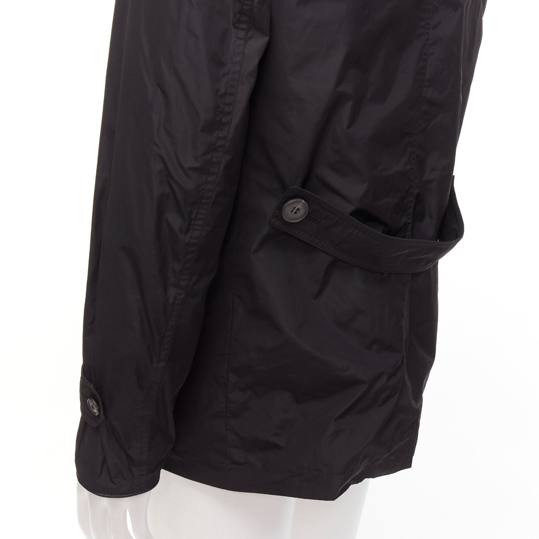 Burberry BURBERRY black textured leather trim nylon single breast trench coat IT48 M Size US M / EU 48-50 / 2 - 2 Thumbnail