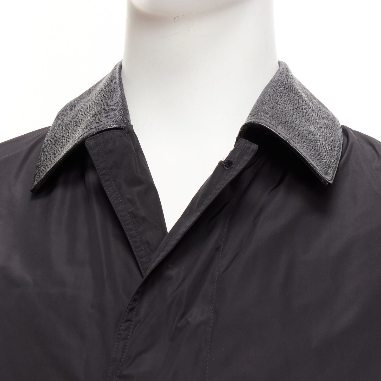 Burberry BURBERRY black textured leather trim nylon single breast trench coat IT48 M Size US M / EU 48-50 / 2 - 8 Thumbnail