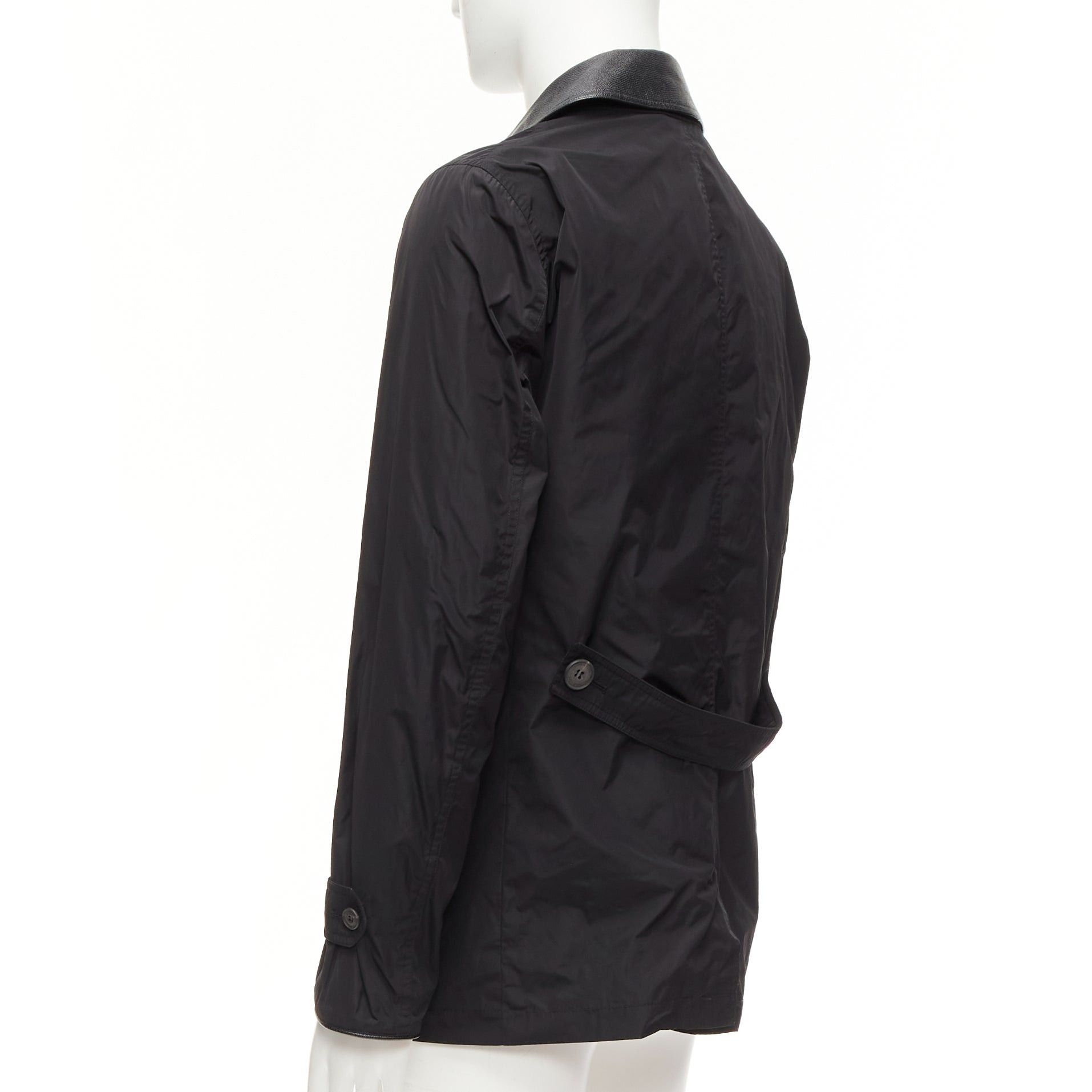 Burberry BURBERRY black textured leather trim nylon single breast trench coat IT48 M Size US M / EU 48-50 / 2 - 7 Thumbnail