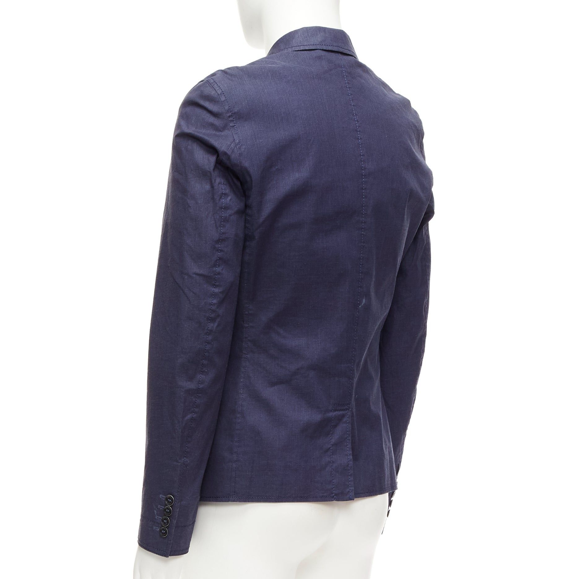 Burberry BURBERRY PRORSUM navy coated linen single breasted blazer jacket IT44 XS Size 46R - 7 Thumbnail