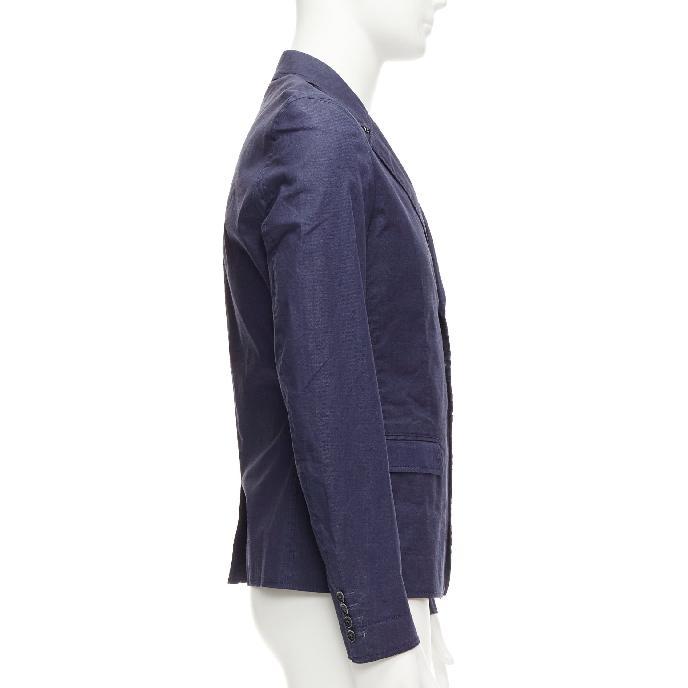 Burberry BURBERRY PRORSUM navy coated linen single breasted blazer jacket IT44 XS Size 46R - 5 Thumbnail
