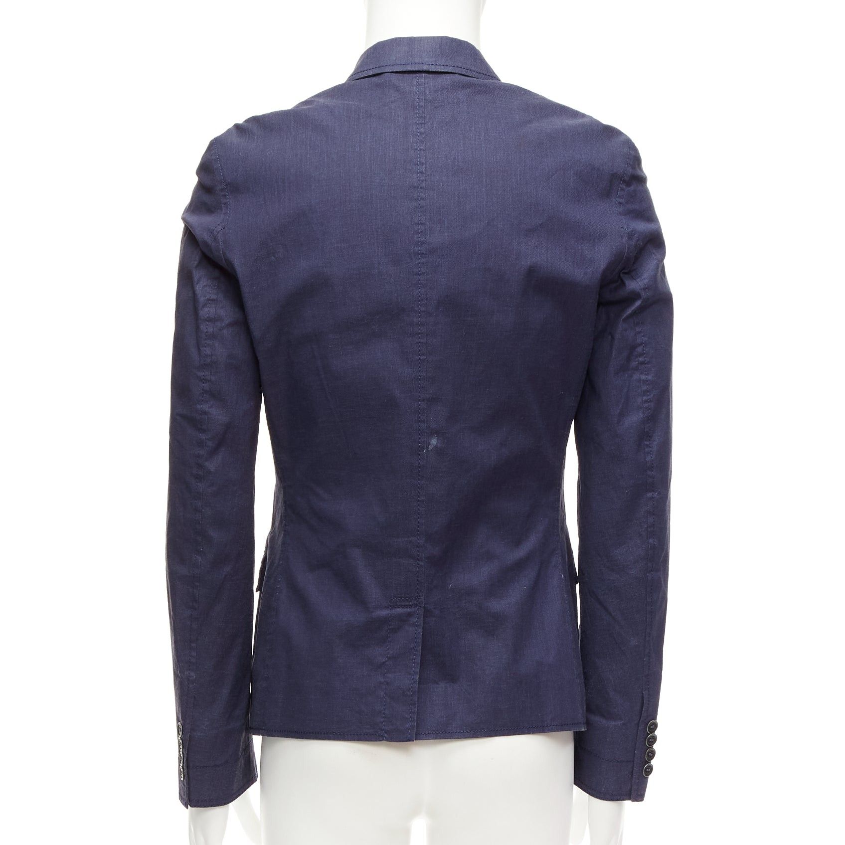 Burberry BURBERRY PRORSUM navy coated linen single breasted blazer jacket IT44 XS Size 46R - 6 Thumbnail