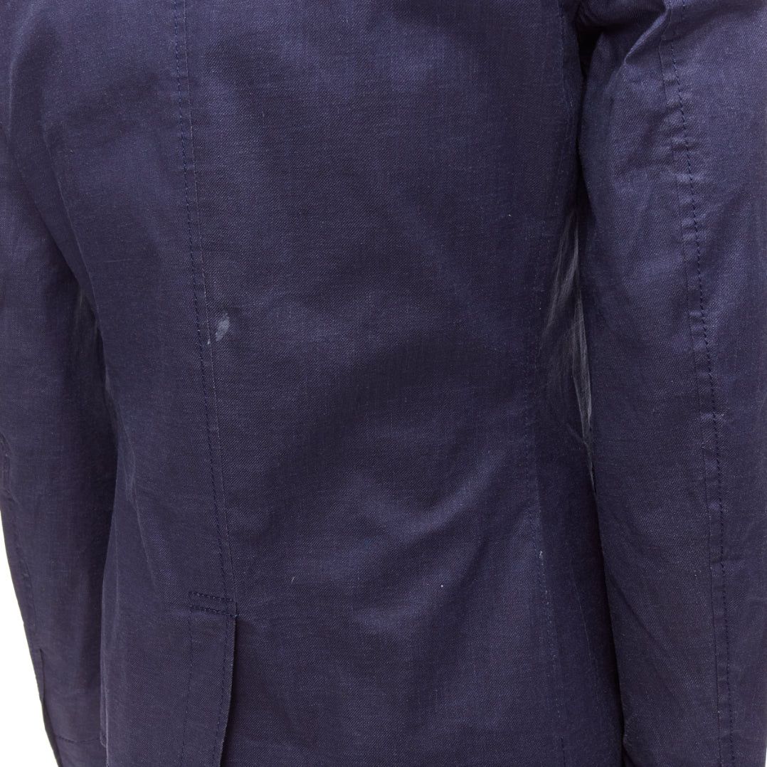 Burberry BURBERRY PRORSUM navy coated linen single breasted blazer jacket IT44 XS Size 46R - 8 Thumbnail