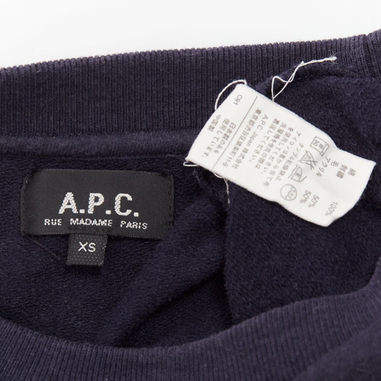 A.P.C. A.P.C. navy blue white anchor embroidery crew neck cotton sweatshirt US0 XS Size US XS / EU 42 / 0 - 8 Thumbnail