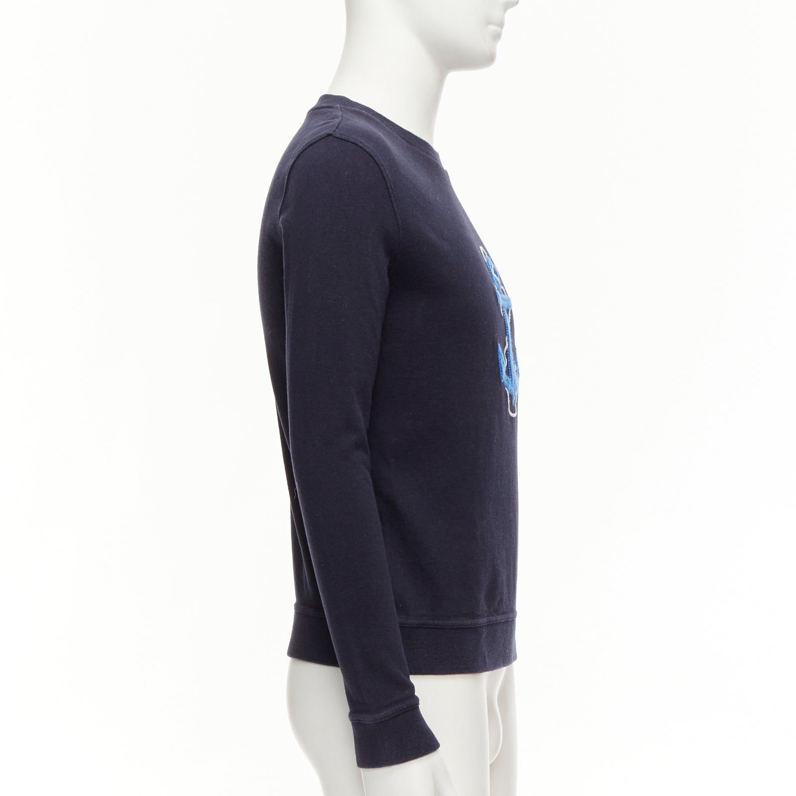 A.P.C. A.P.C. navy blue white anchor embroidery crew neck cotton sweatshirt US0 XS Size US XS / EU 42 / 0 - 4 Thumbnail
