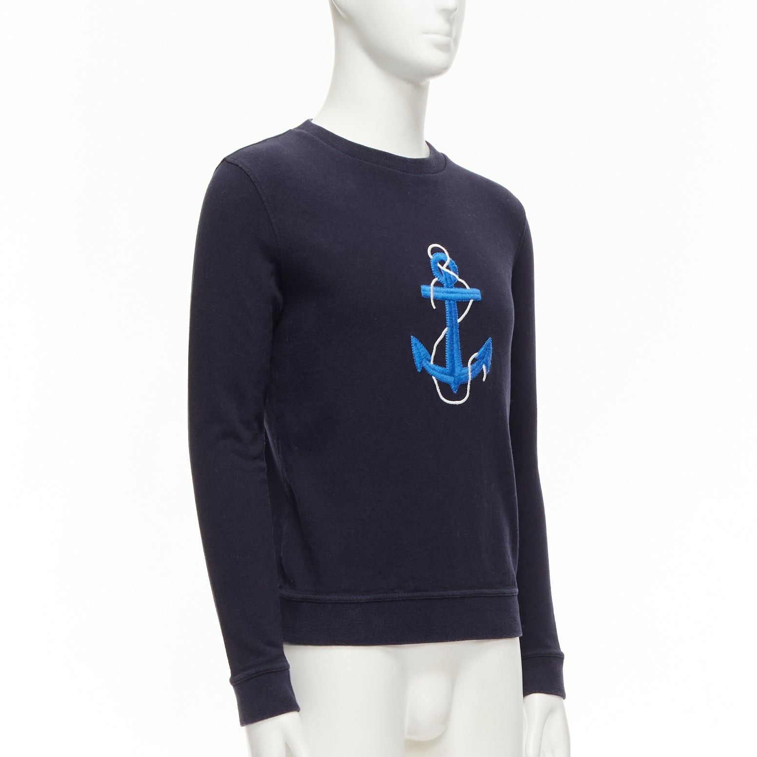 A.P.C. A.P.C. navy blue white anchor embroidery crew neck cotton sweatshirt US0 XS Size US XS / EU 42 / 0 - 3 Thumbnail