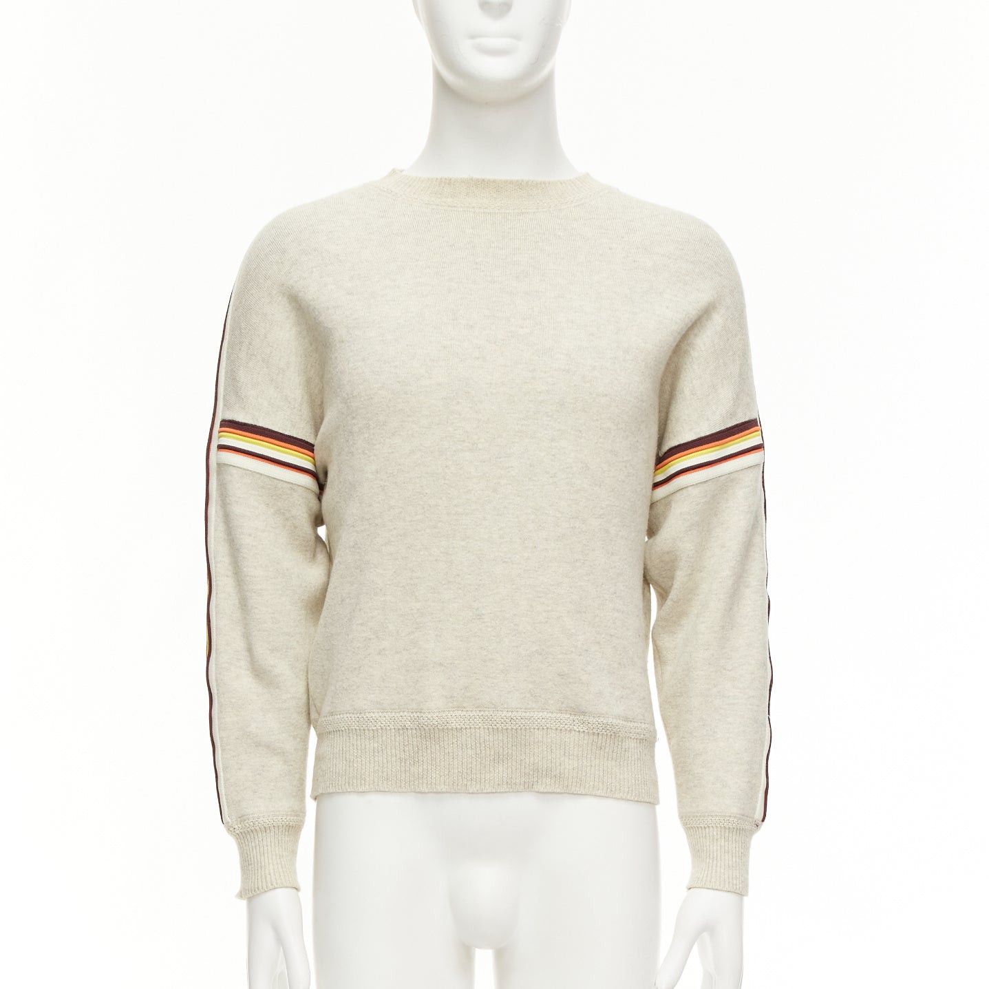 Isabel Marant ISABEL MARANT Nelson grey melange cotton striped trim sweatshirt S Size US S / EU 44-46 / 1 - 3 Thumbnail