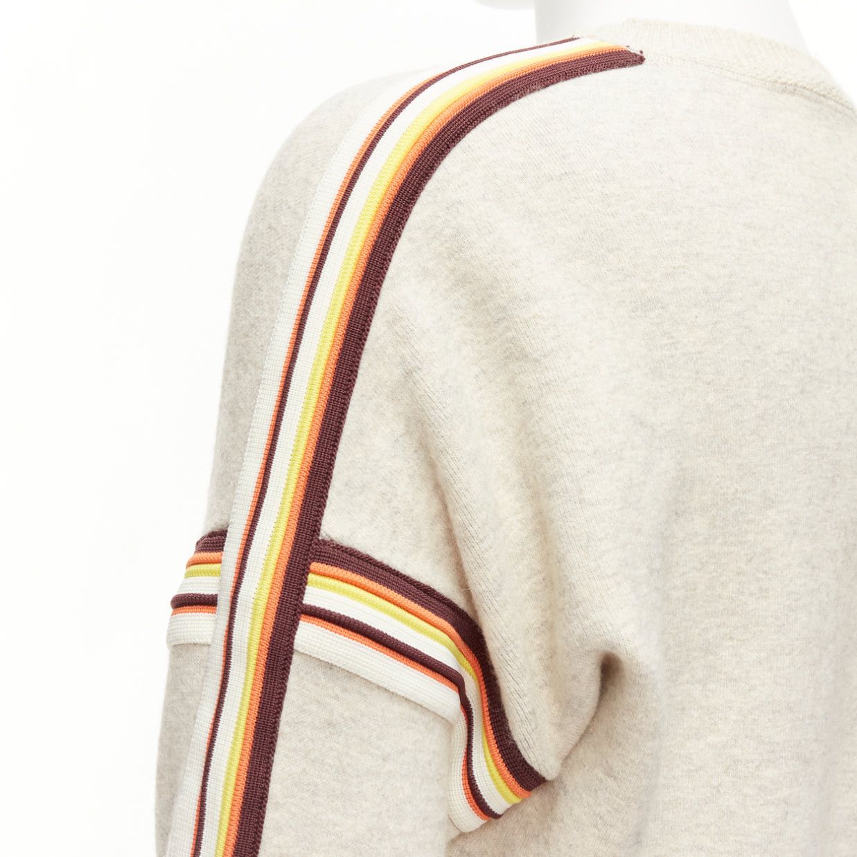 Isabel Marant ISABEL MARANT Nelson grey melange cotton striped trim sweatshirt S Size US S / EU 44-46 / 1 - 2 Thumbnail