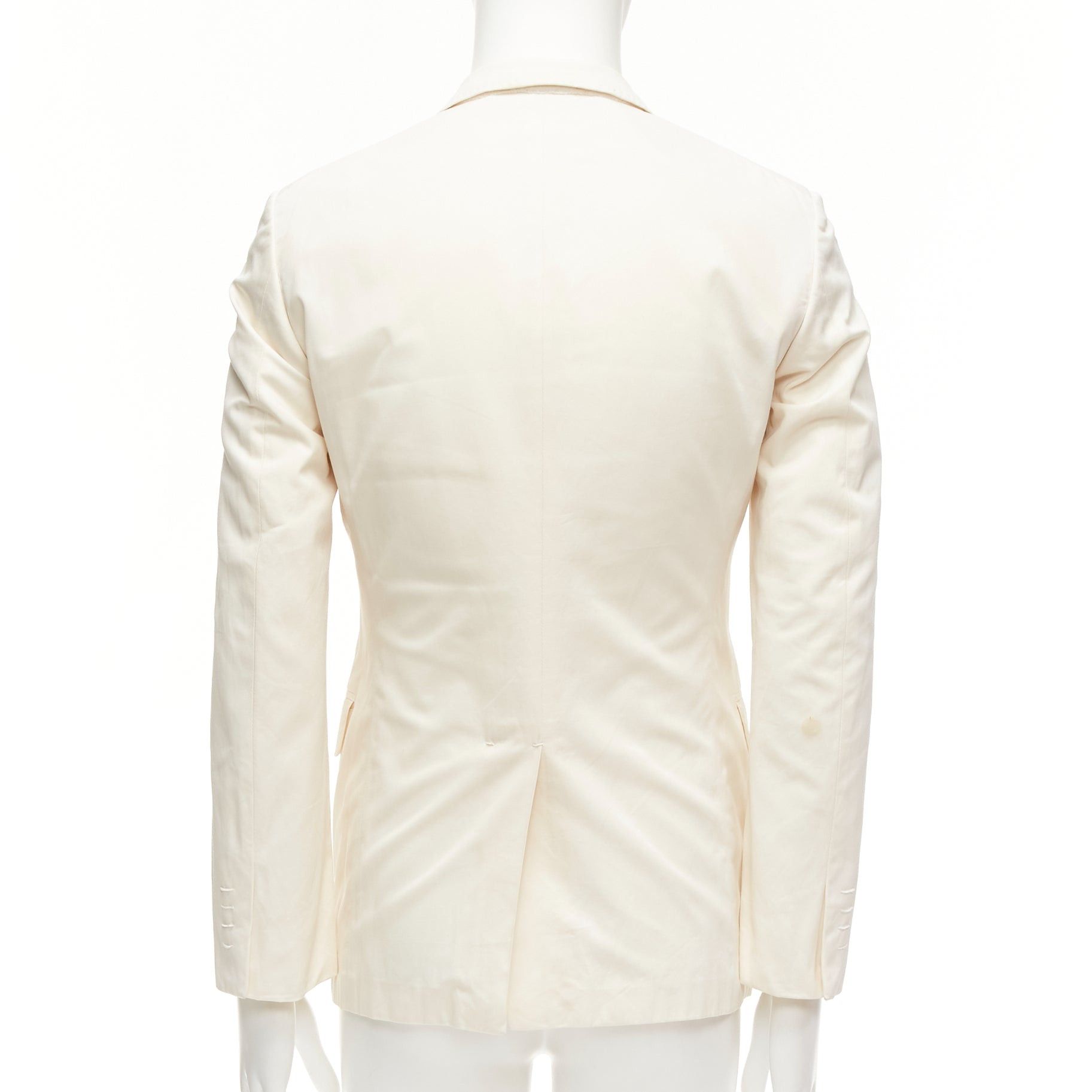 Jil Sander JIL SANDER cream cotton hand stitched lapel pocket single vent blazer IT46 S Size 46R - 6 Thumbnail