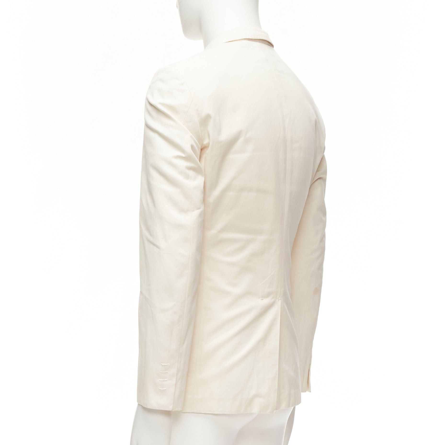 Jil Sander JIL SANDER cream cotton hand stitched lapel pocket single vent blazer IT46 S Size 46R - 7 Thumbnail