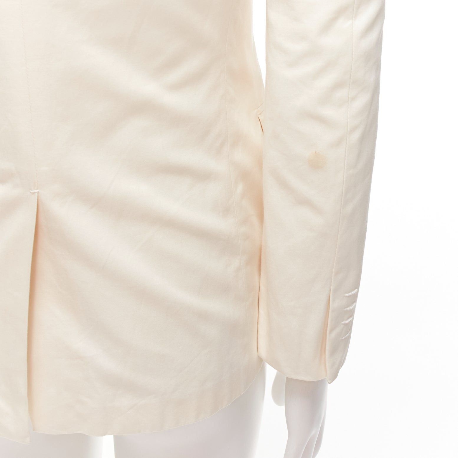 Jil Sander JIL SANDER cream cotton hand stitched lapel pocket single vent blazer IT46 S Size 46R - 8 Thumbnail