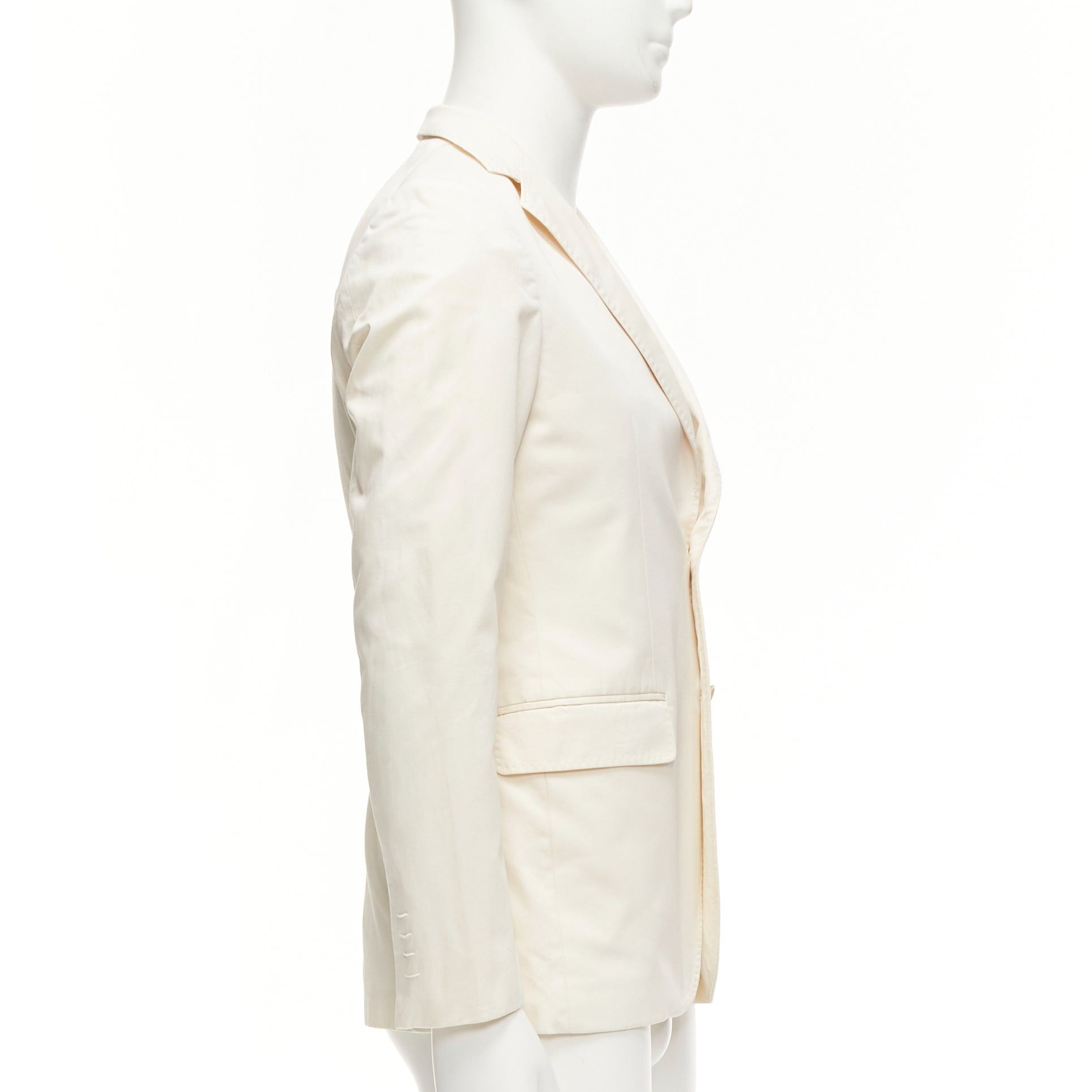 Jil Sander JIL SANDER cream cotton hand stitched lapel pocket single vent blazer IT46 S Size 46R - 5 Thumbnail