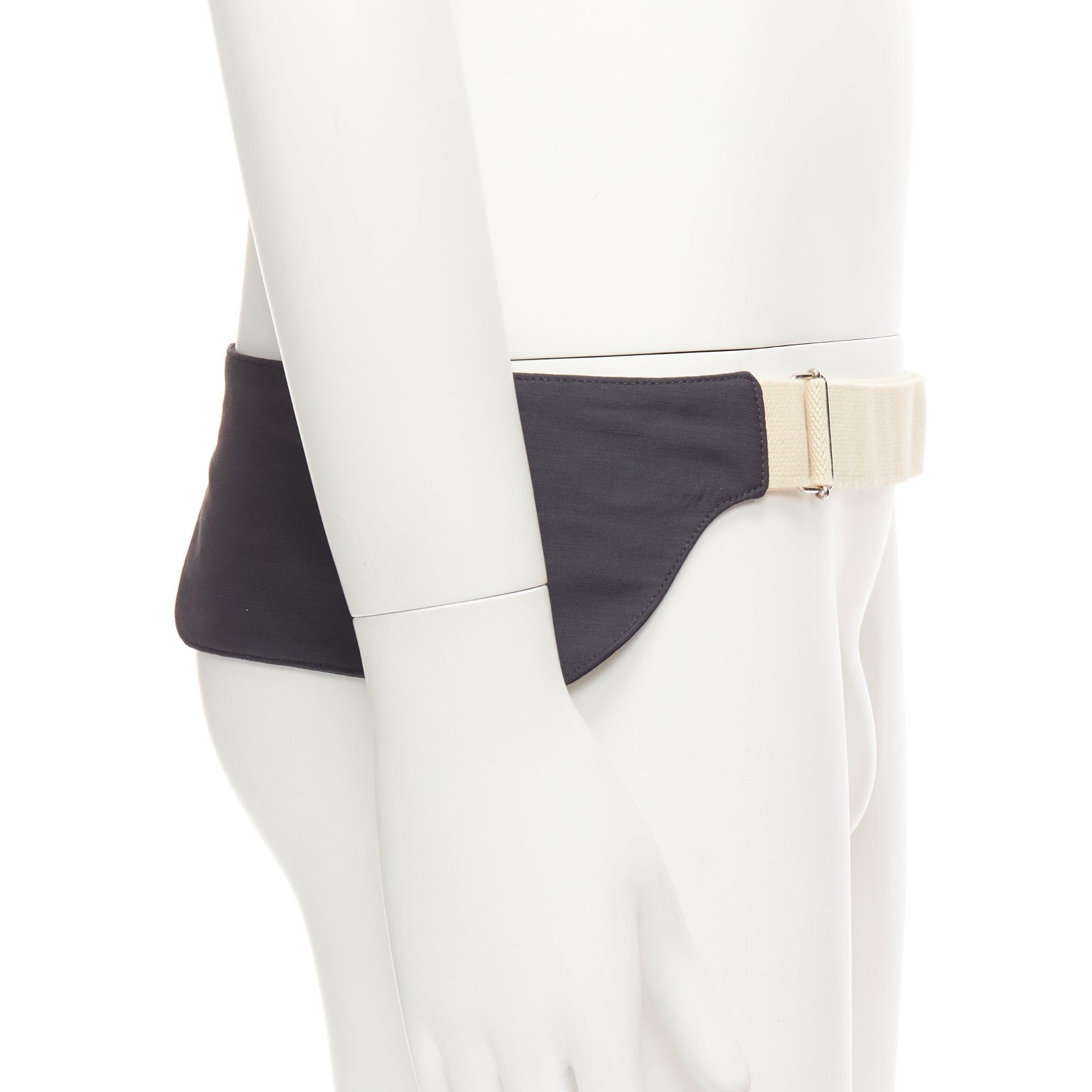 Raf Simons rare RAF SIMONS 10 Corso Como grey cream fabric double panel canvas utility belt Size ONE SIZE - 4 Thumbnail