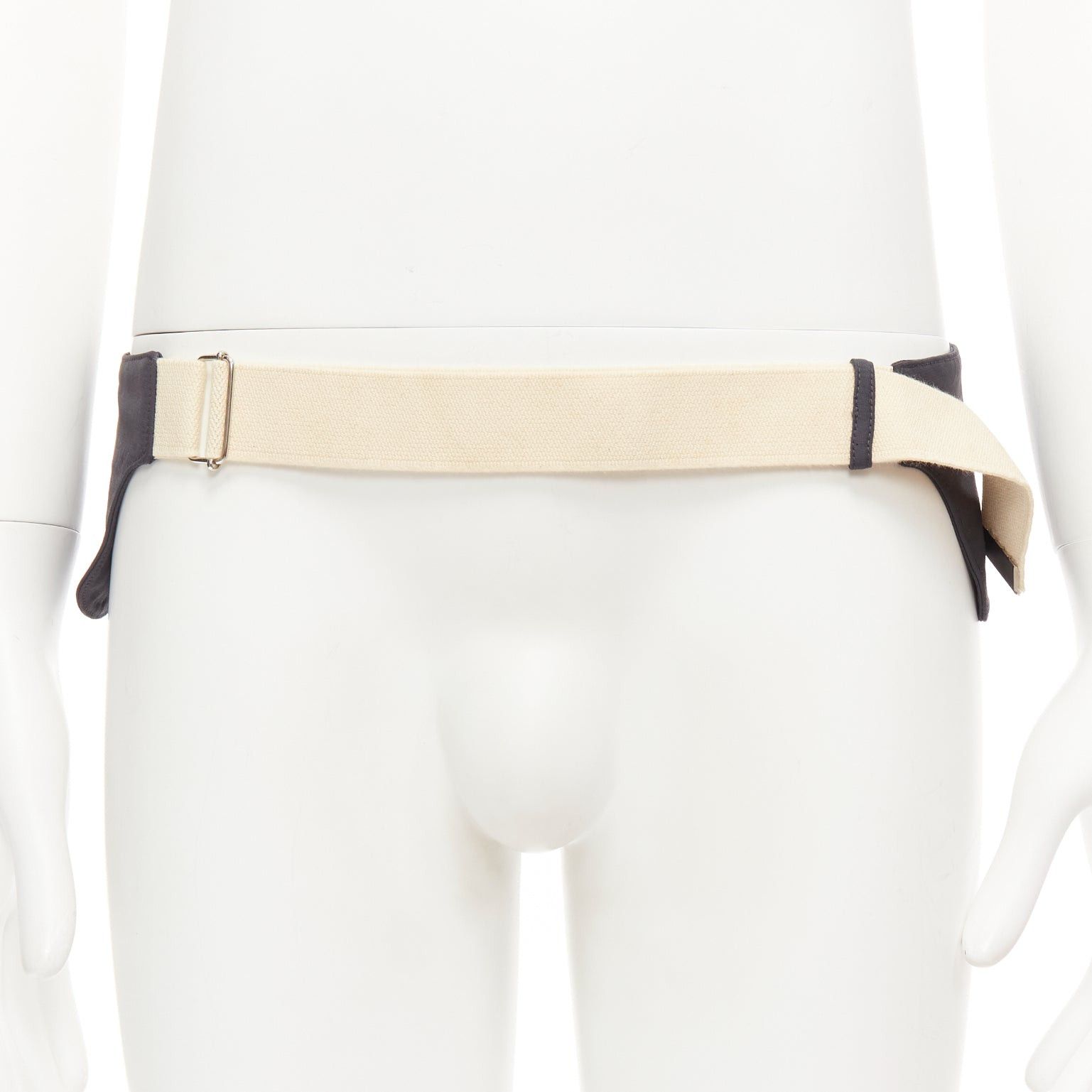 Raf Simons rare RAF SIMONS 10 Corso Como grey cream fabric double panel canvas utility belt Size ONE SIZE - 2 Thumbnail