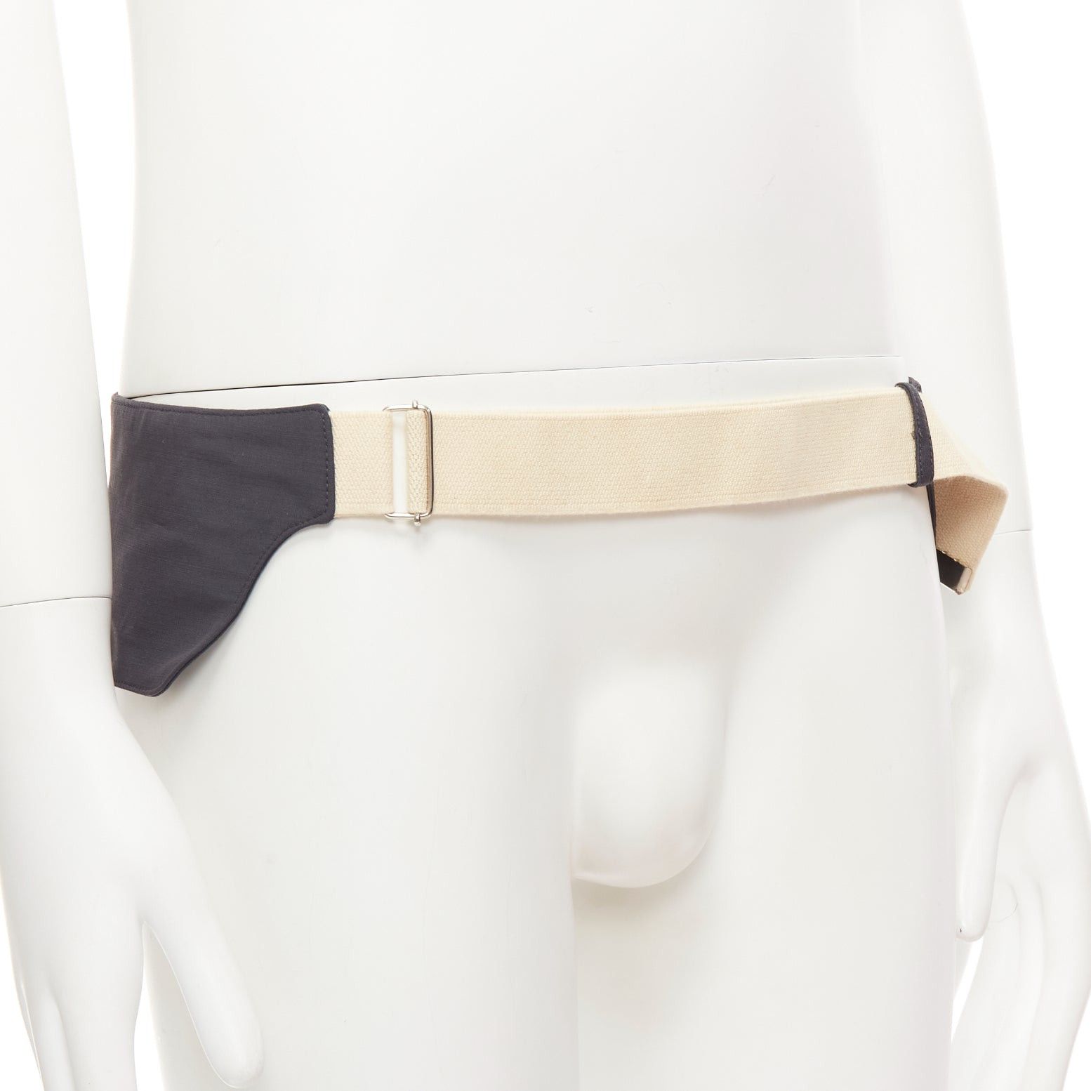 Raf Simons rare RAF SIMONS 10 Corso Como grey cream fabric double panel canvas utility belt Size ONE SIZE - 3 Thumbnail