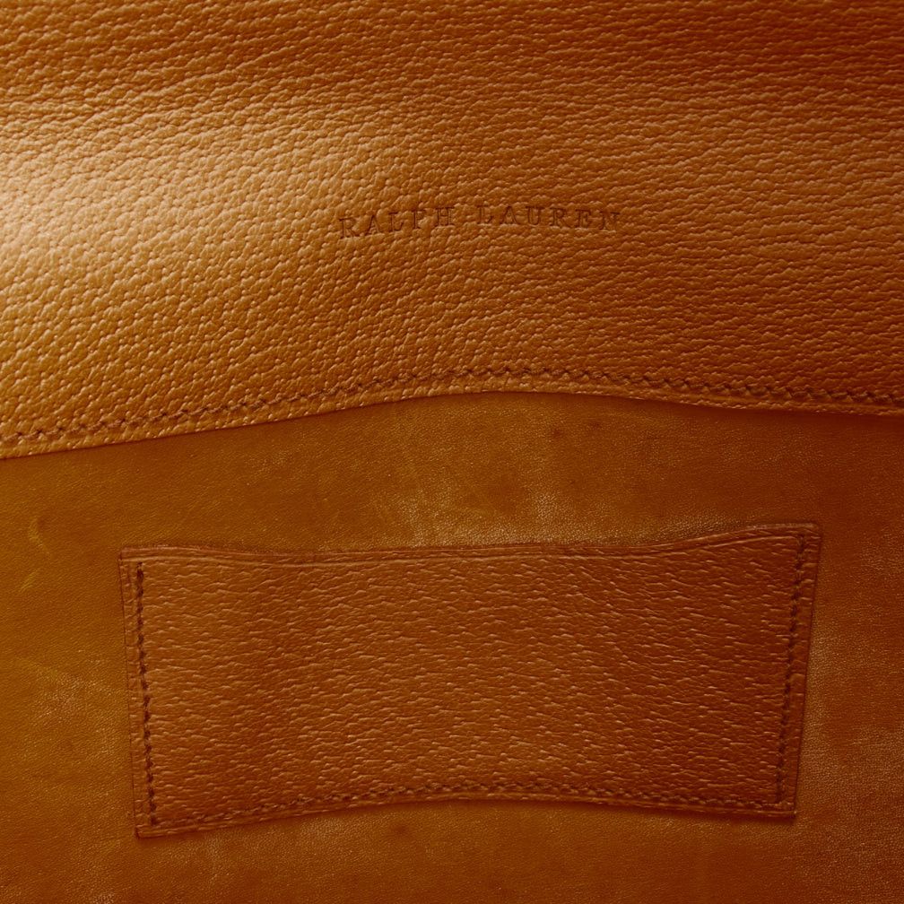 Ralph Lauren RALPH LAUREN tan textured leather gold logo push lock flap flat clutch bag Size ONE SIZE - 8 Thumbnail