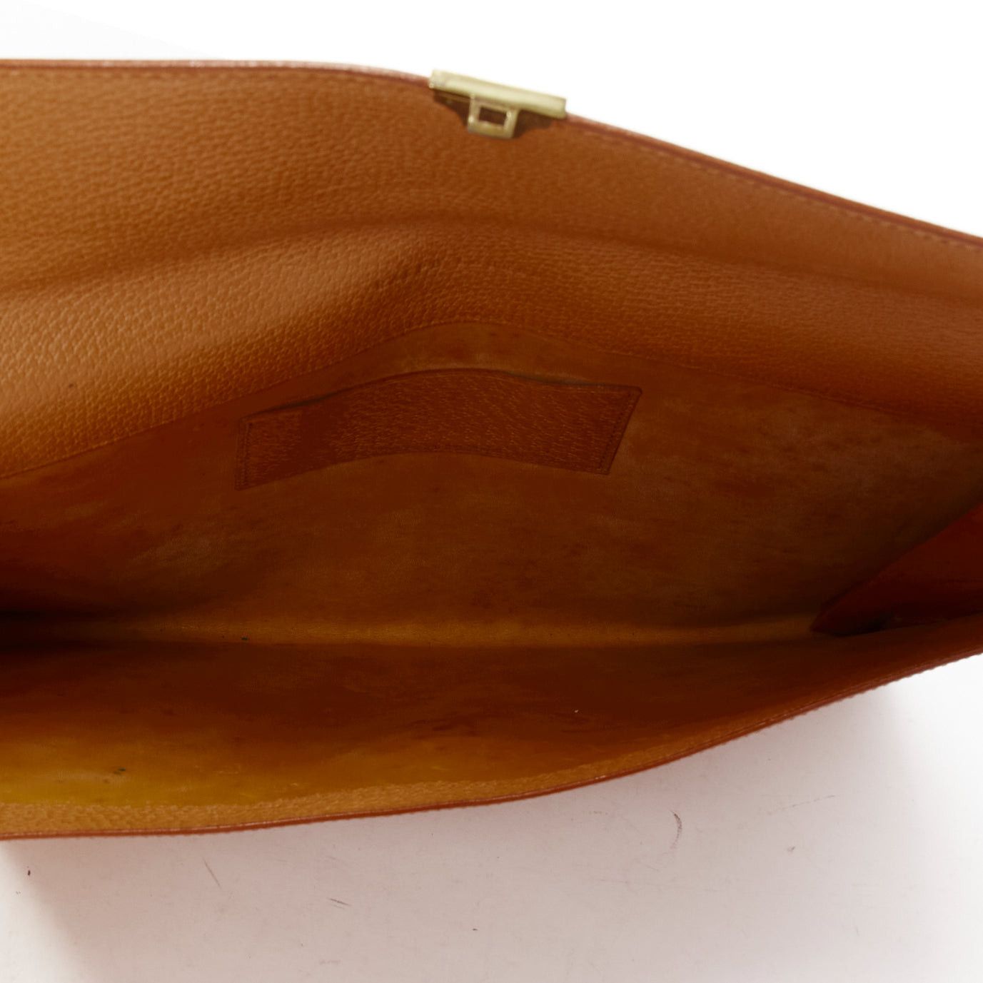 Ralph Lauren RALPH LAUREN tan textured leather gold logo push lock flap flat clutch bag Size ONE SIZE - 7 Thumbnail
