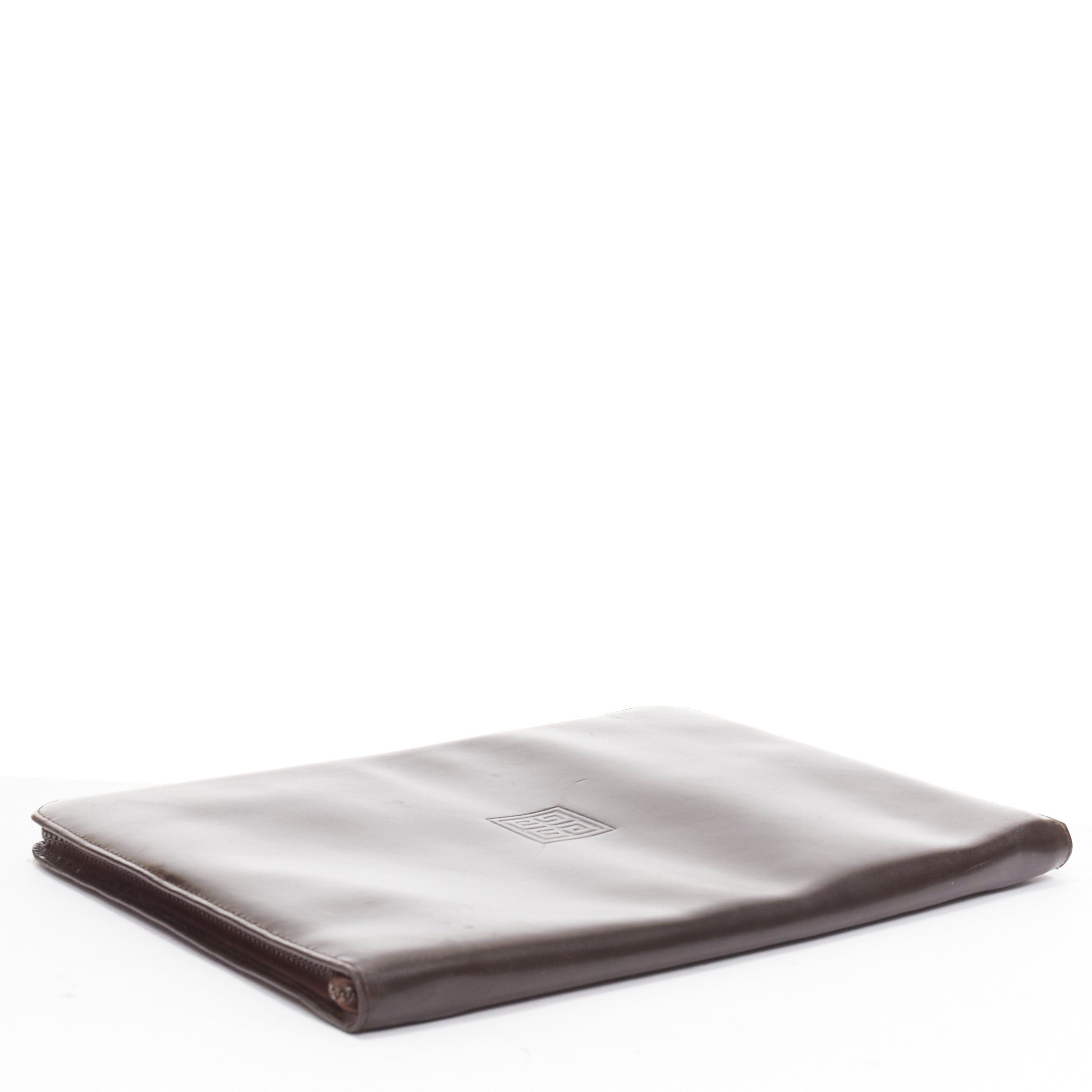 Givenchy GIVENCHY Vintage brown smooth leather zip around oversized portfolio clutch Size ONE SIZE - 6 Thumbnail