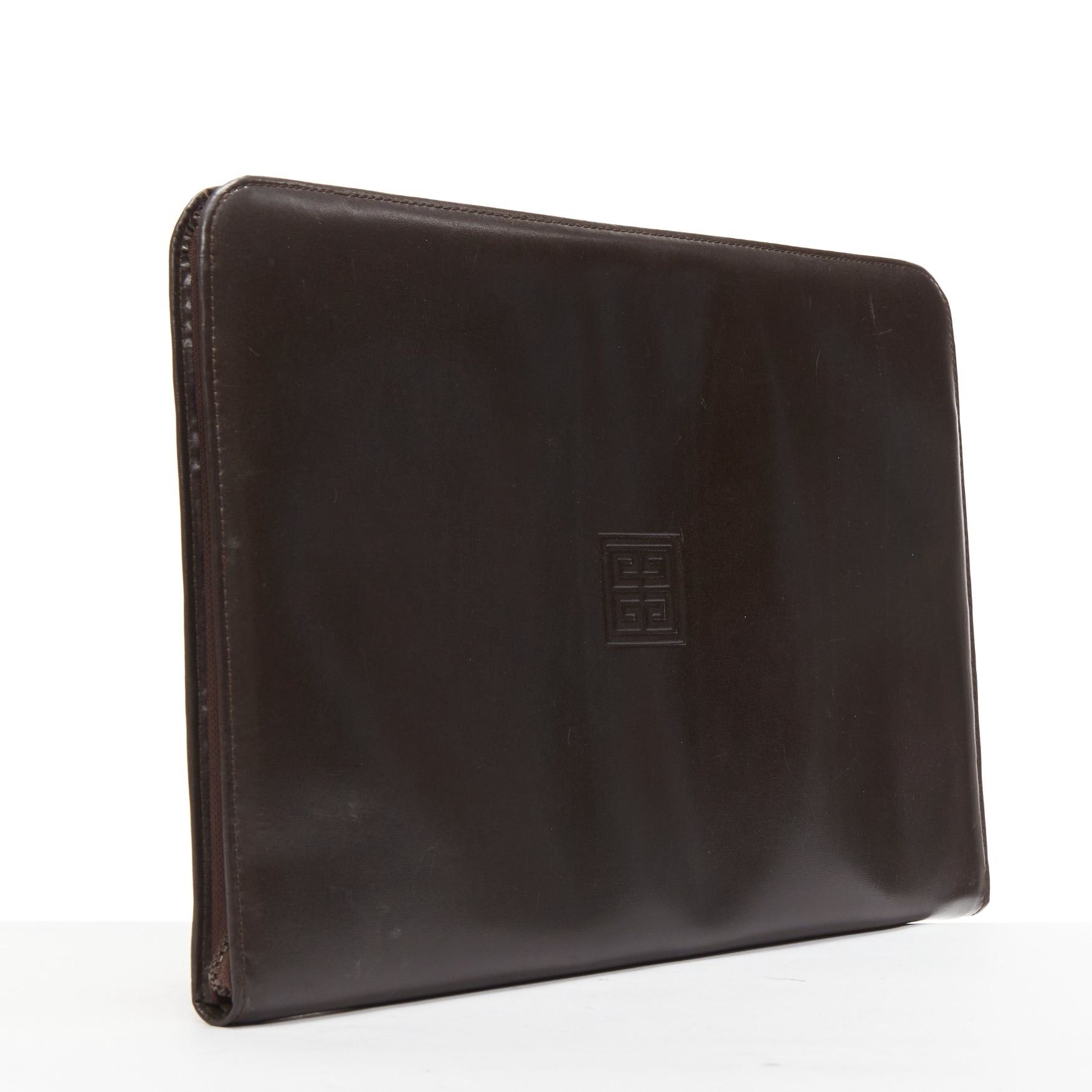 Givenchy GIVENCHY Vintage brown smooth leather zip around oversized portfolio clutch Size ONE SIZE - 3 Thumbnail