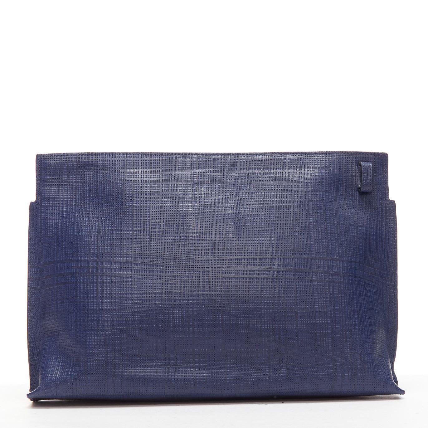 Loewe LOEWE T Pouch navy textured checkered leather silver zip wrist clutch bag Size ONE SIZE - 4 Thumbnail