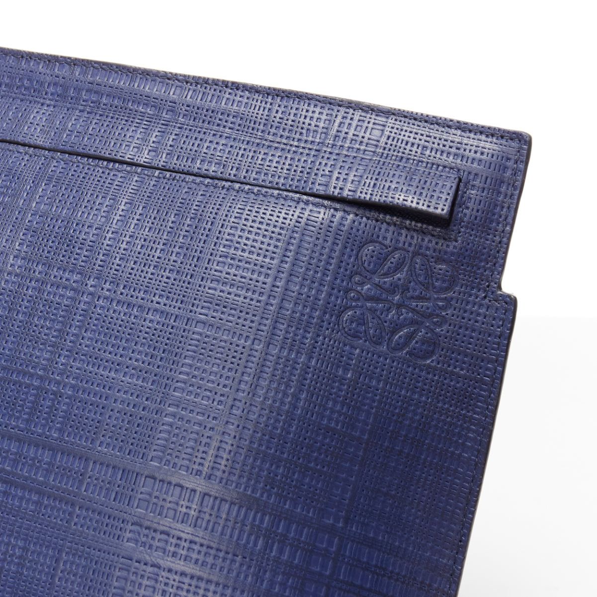 Loewe LOEWE T Pouch navy textured checkered leather silver zip wrist clutch bag Size ONE SIZE - 7 Thumbnail