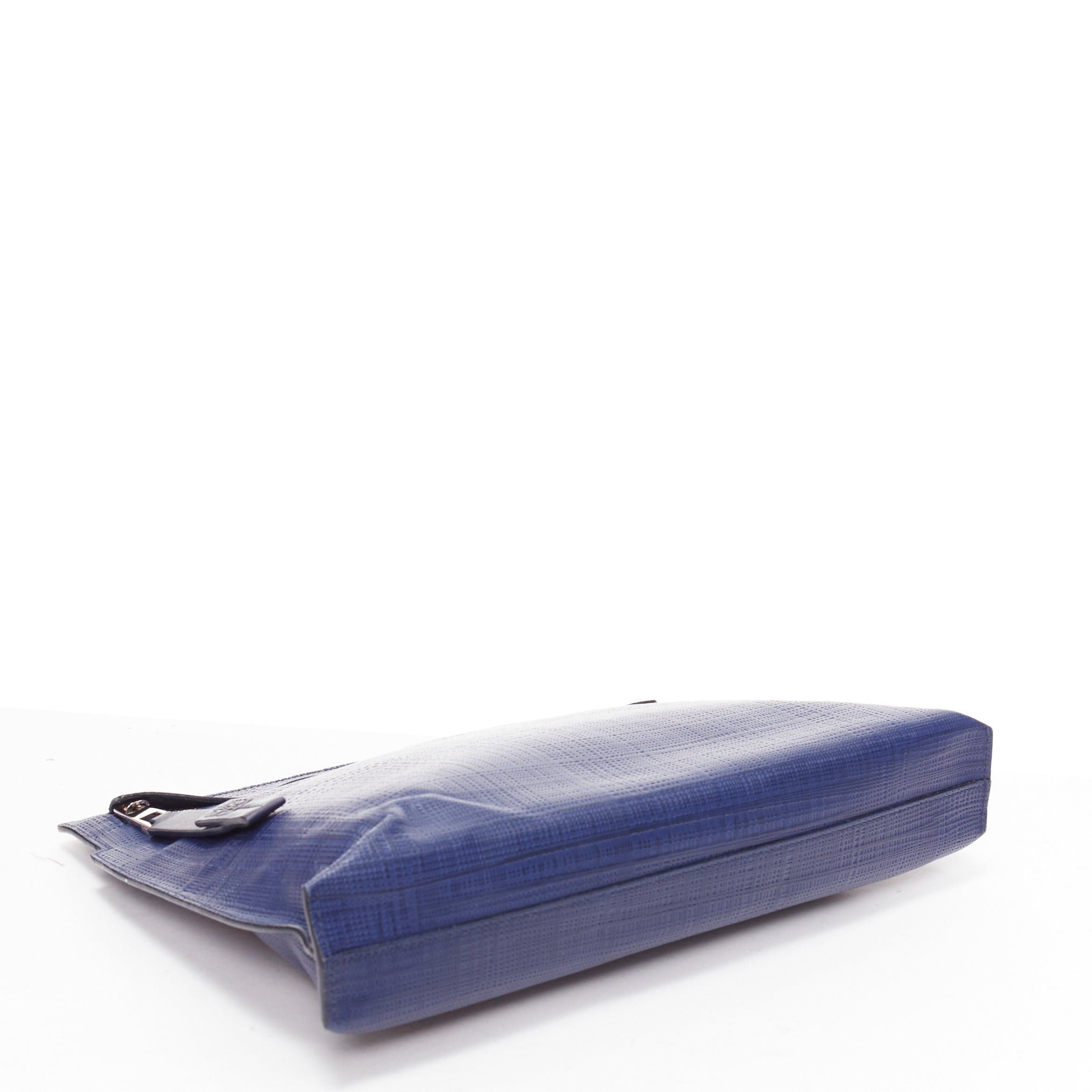 Loewe LOEWE T Pouch navy textured checkered leather silver zip wrist clutch bag Size ONE SIZE - 5 Thumbnail