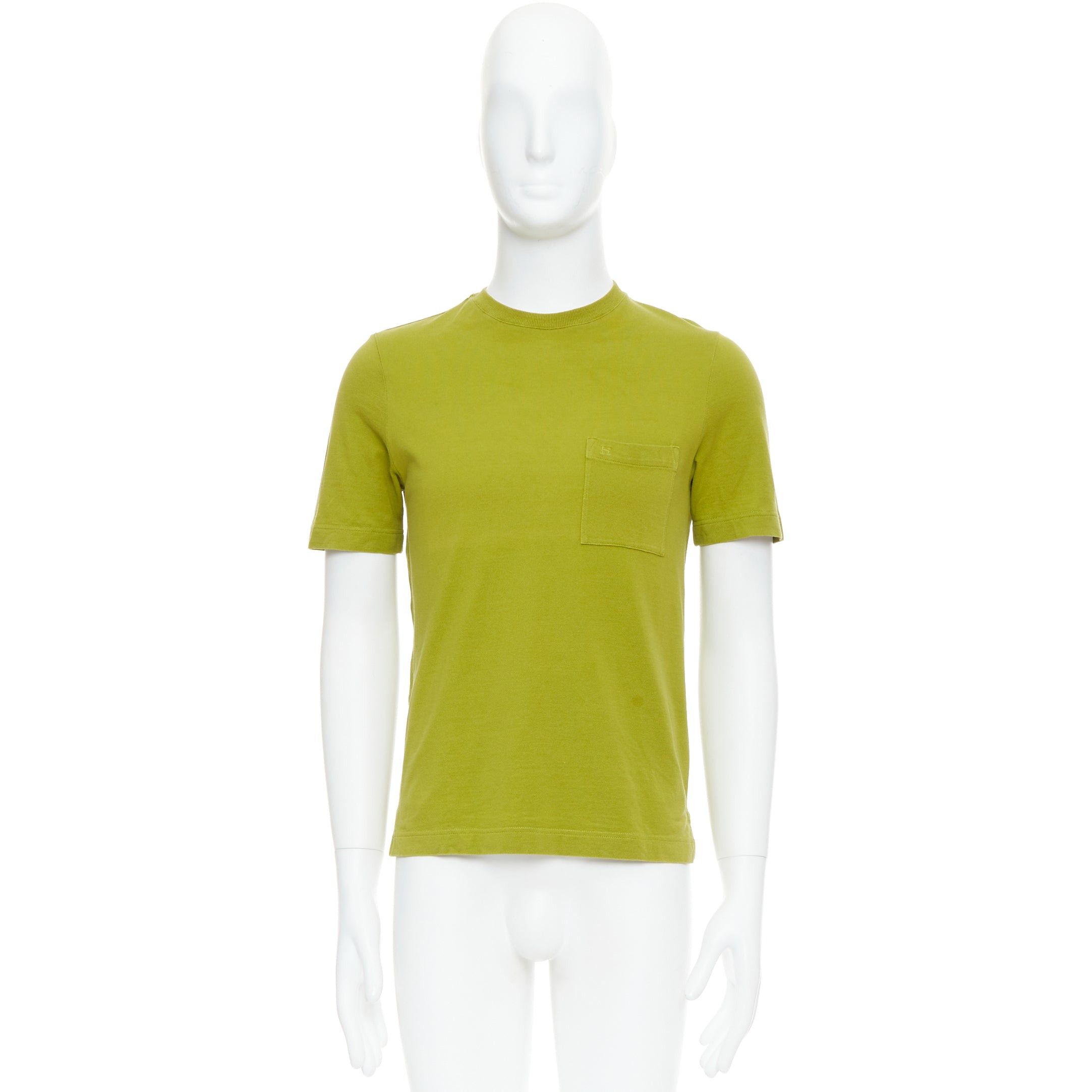 Hermes HERMES olive green cotton H logo crew neck pocket t-shirt top XS Size US XS / EU 42 / 0 - 9 Thumbnail