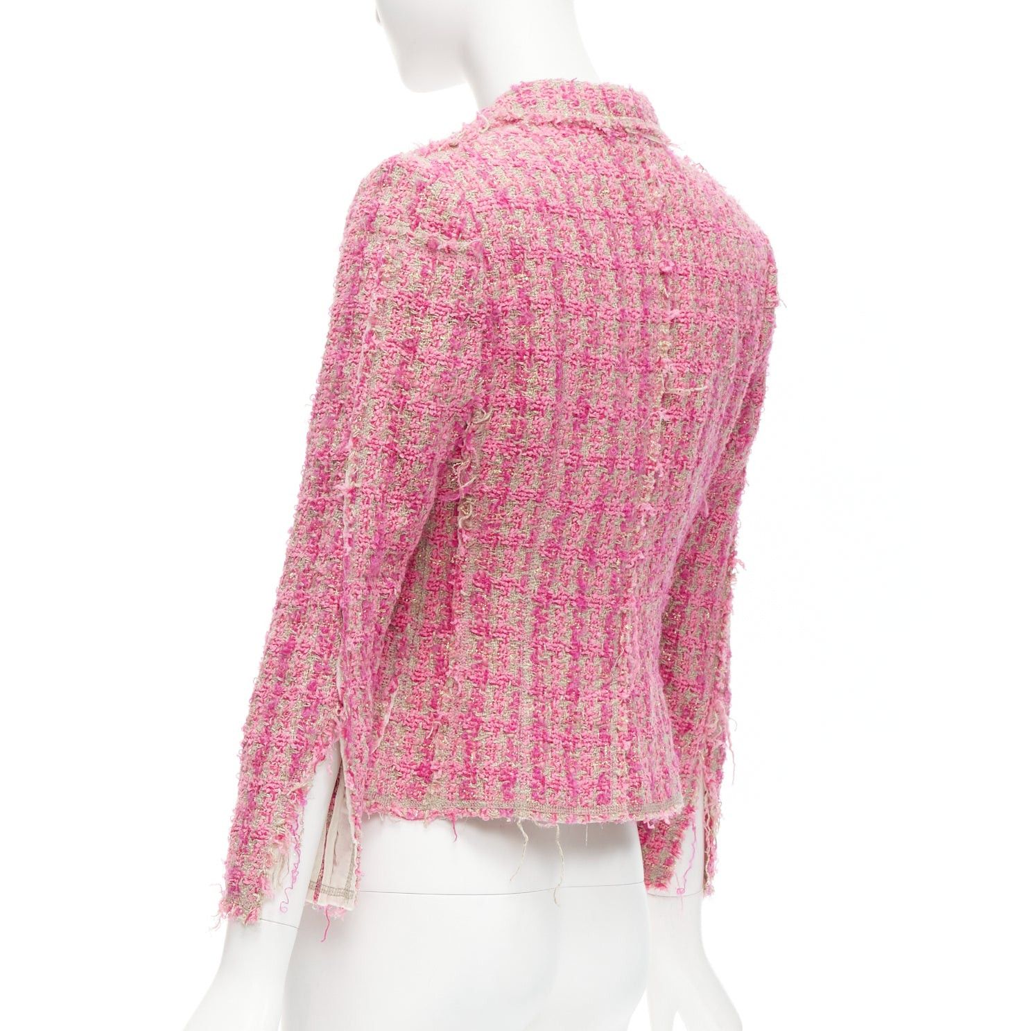 Junya Watanabe JUNYA WATANABE 2008 pink distressed tweed fitted cropped jacket S Size S / US 4 / IT 40 - 7 Thumbnail