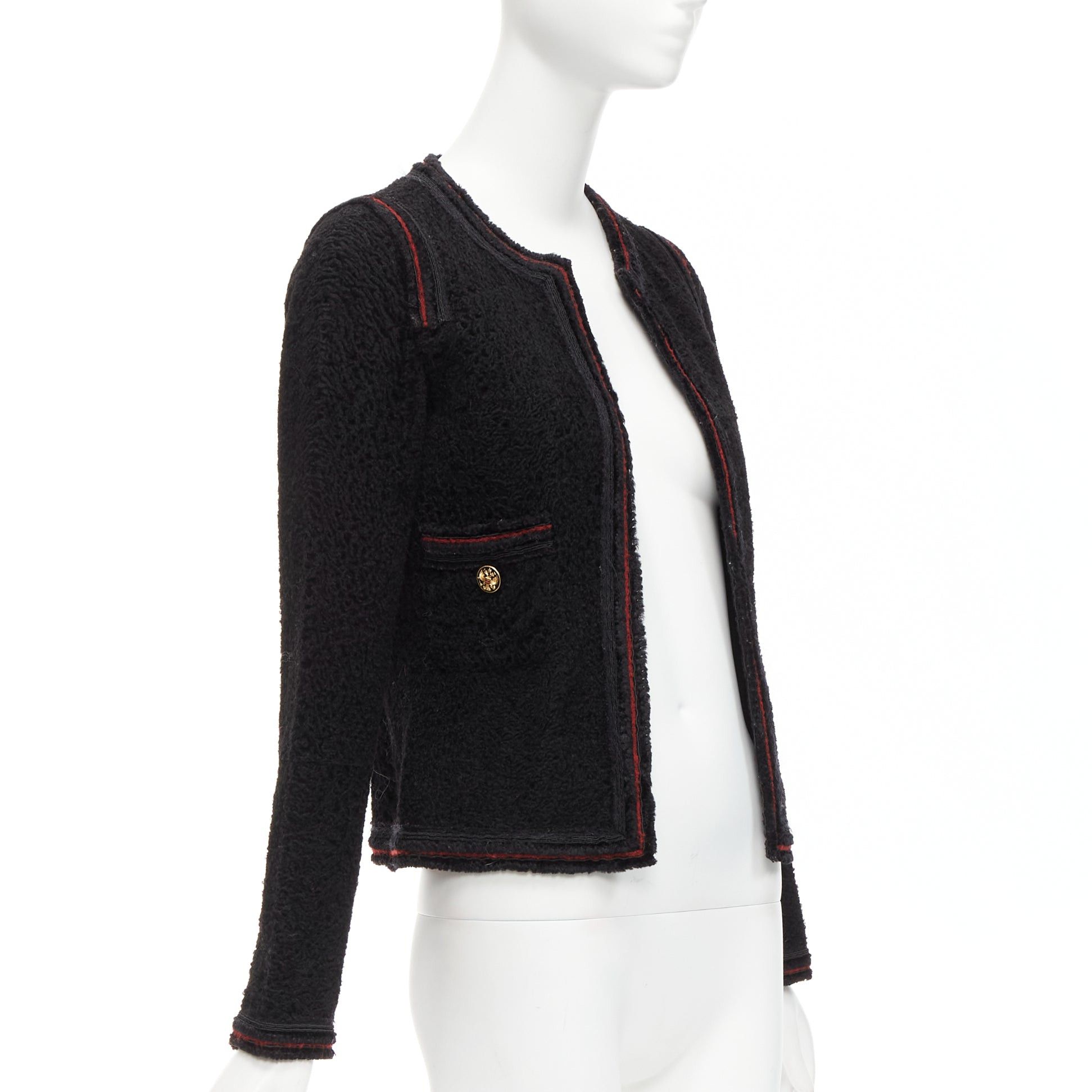 Chanel CHANEL 09A Paris Moscow black tweed leather lined CC logo jacket FR34 XS Size XS / US 0-2 / IT 36-38 - 3 Thumbnail