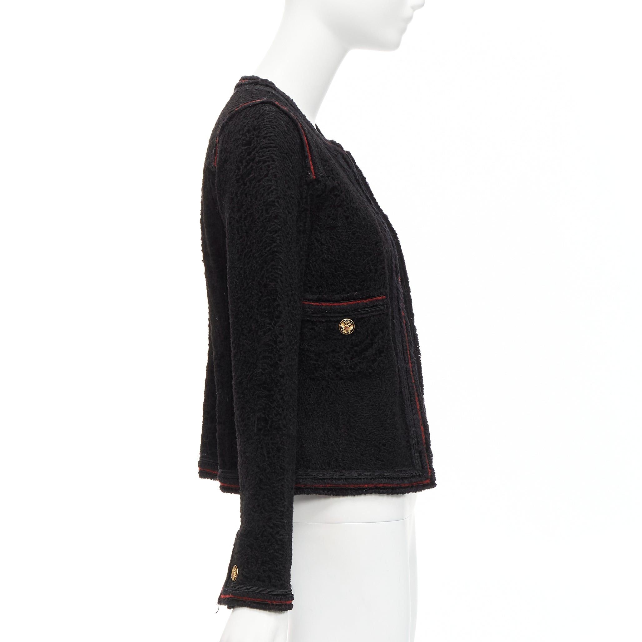 Chanel CHANEL 09A Paris Moscow black tweed leather lined CC logo jacket FR34 XS Size XS / US 0-2 / IT 36-38 - 4 Thumbnail