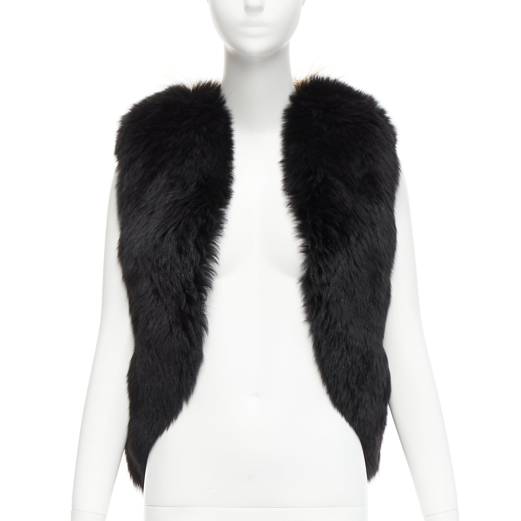Other QUENTIN VERON black brown bicolor lamb fur bolero vest jacket FR36 S Size S / US 4 / IT 40 - 2 Thumbnail