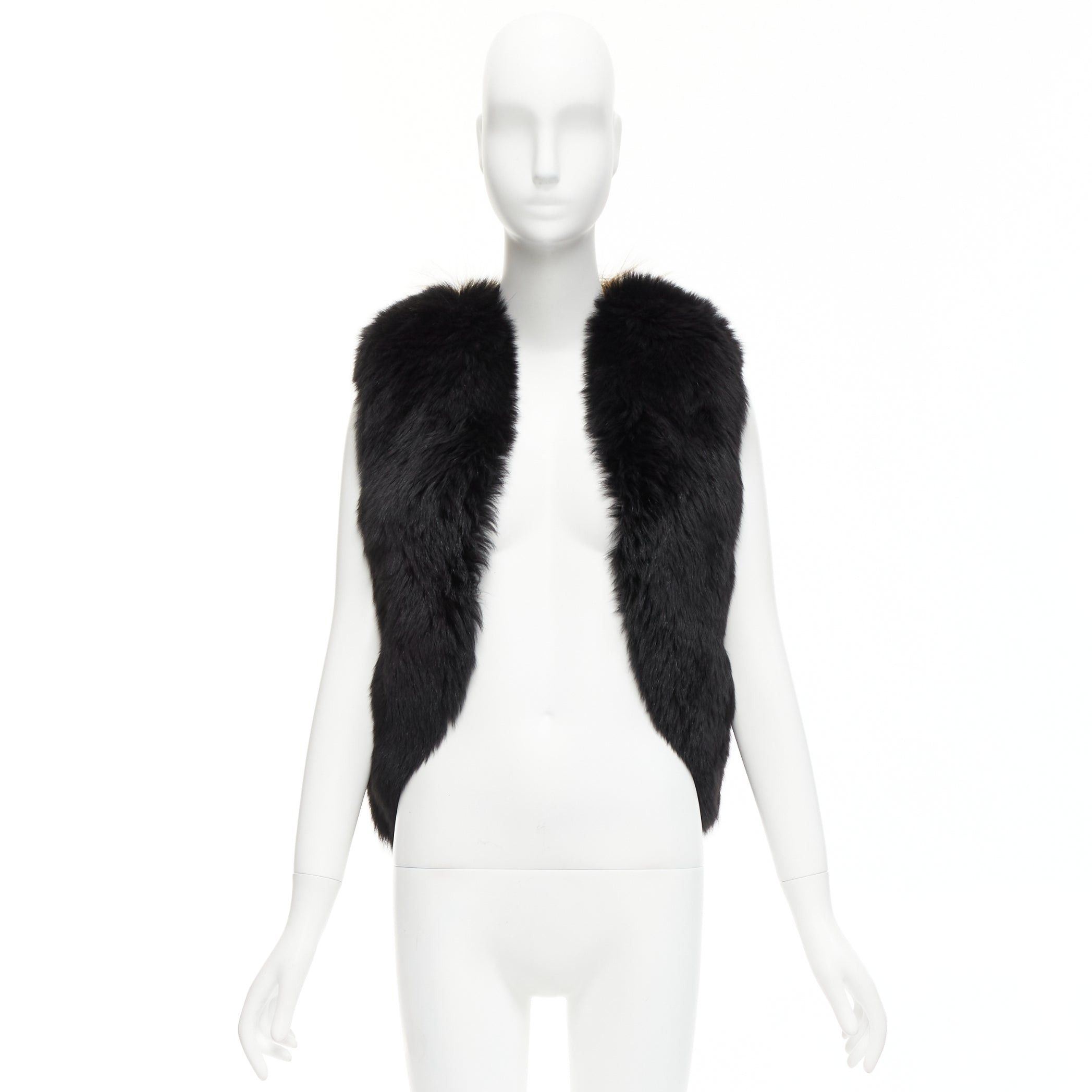 Other QUENTIN VERON black brown bicolor lamb fur bolero vest jacket FR36 S Size S / US 4 / IT 40 - 10 Thumbnail