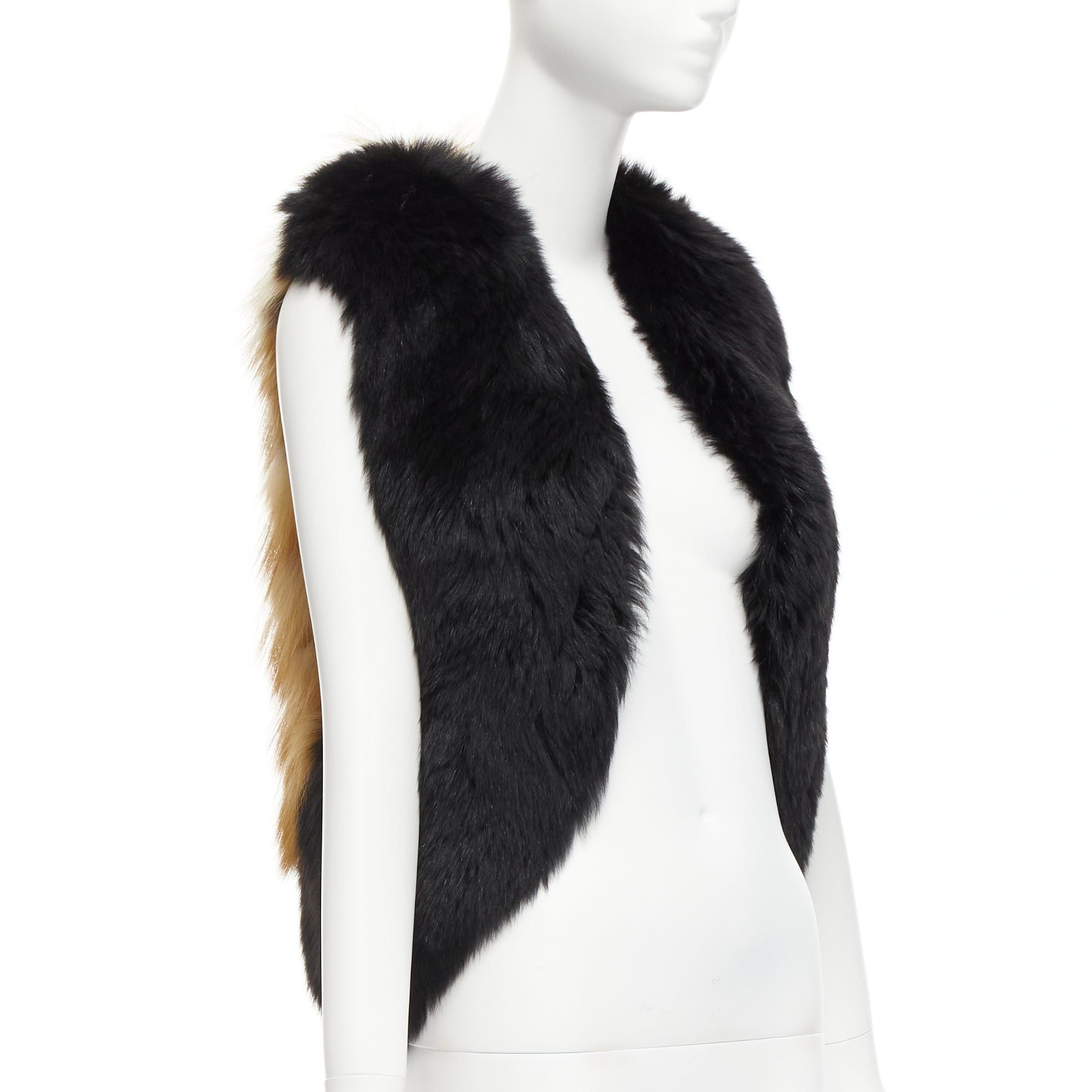 Other QUENTIN VERON black brown bicolor lamb fur bolero vest jacket FR36 S Size S / US 4 / IT 40 - 3 Thumbnail